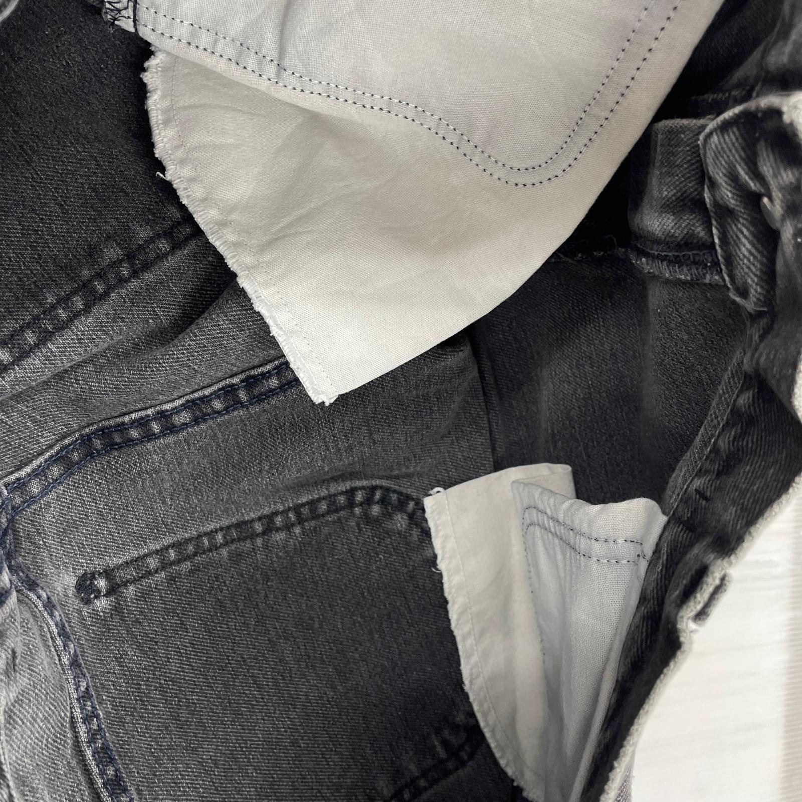 デニムパンツ 推定90’s　先染め テーパードブラックデニムパンツ ブラック