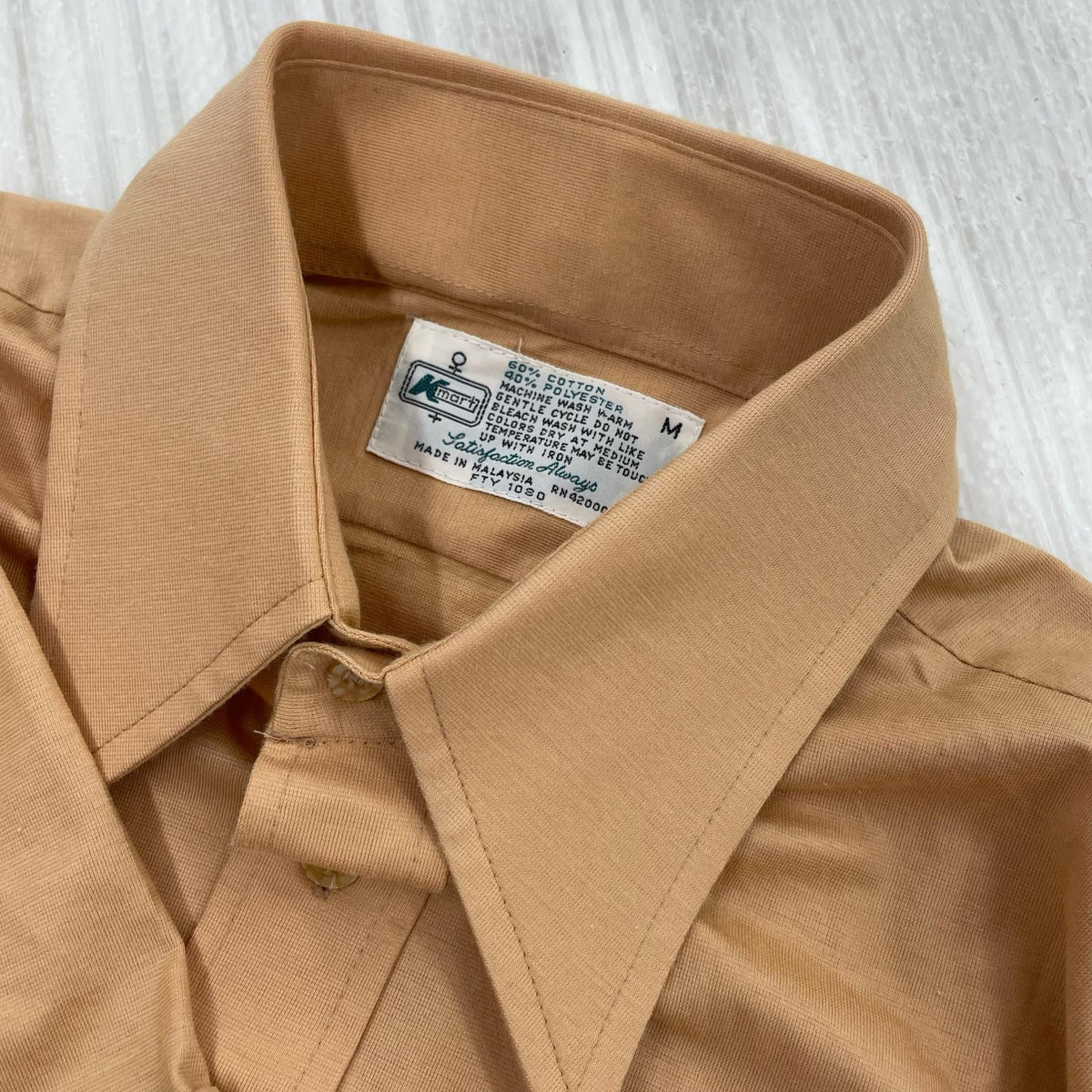 半袖シャツ 70s K-mart 襟芯 ハーフボタン ベージュ M M ベージュ
