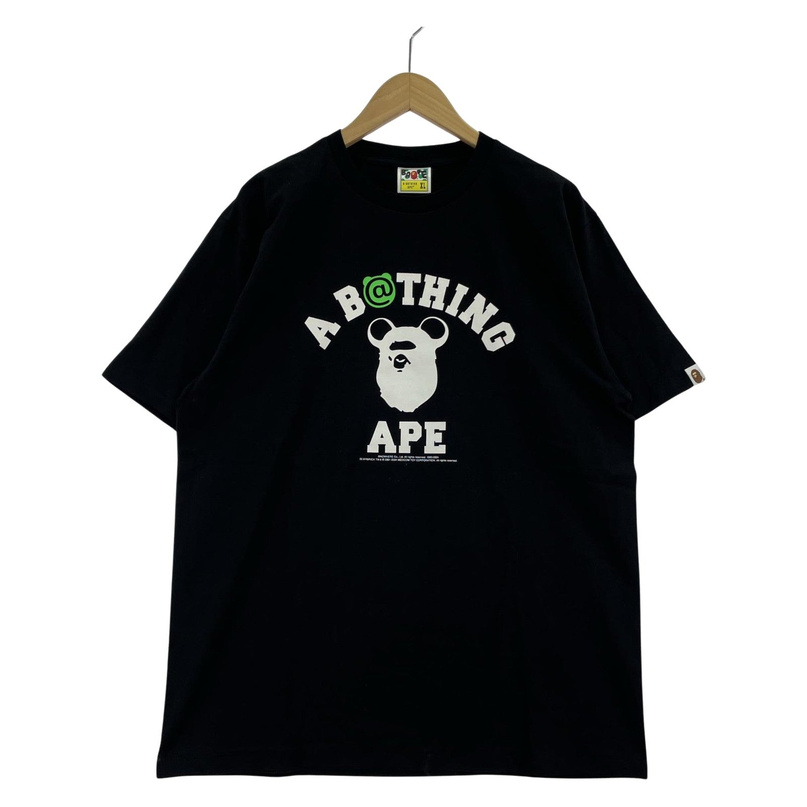 半袖Ｔシャツ A BATHING APE×BE@RBRICK 2024 3段カレッジTee XL 黒 ブラック