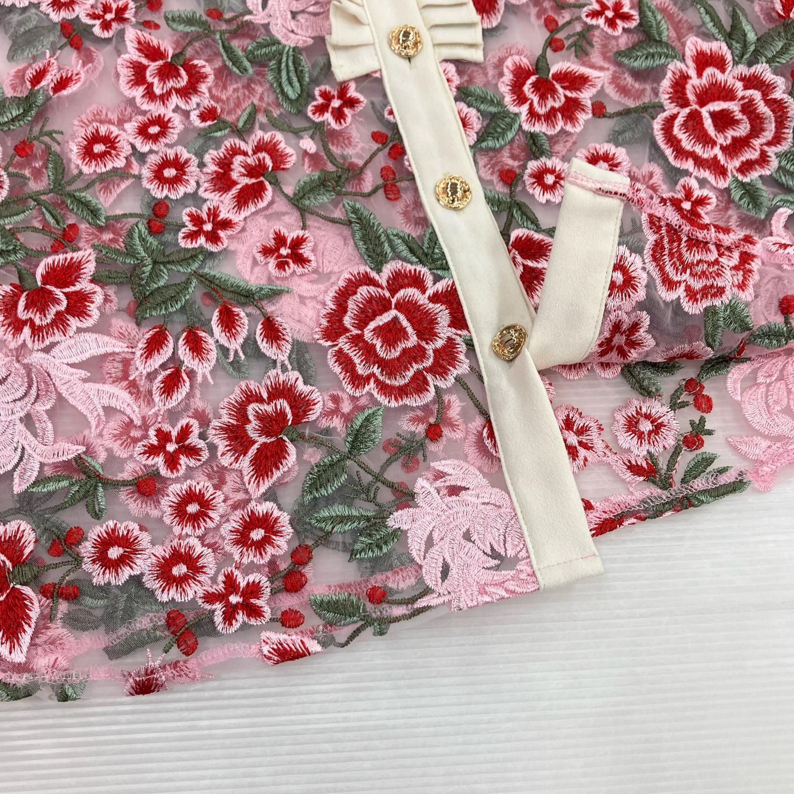 長袖シャツ Formal Embroidered Blouse S