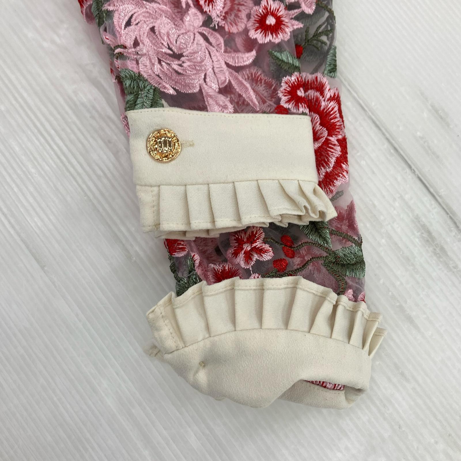 長袖シャツ Formal Embroidered Blouse S