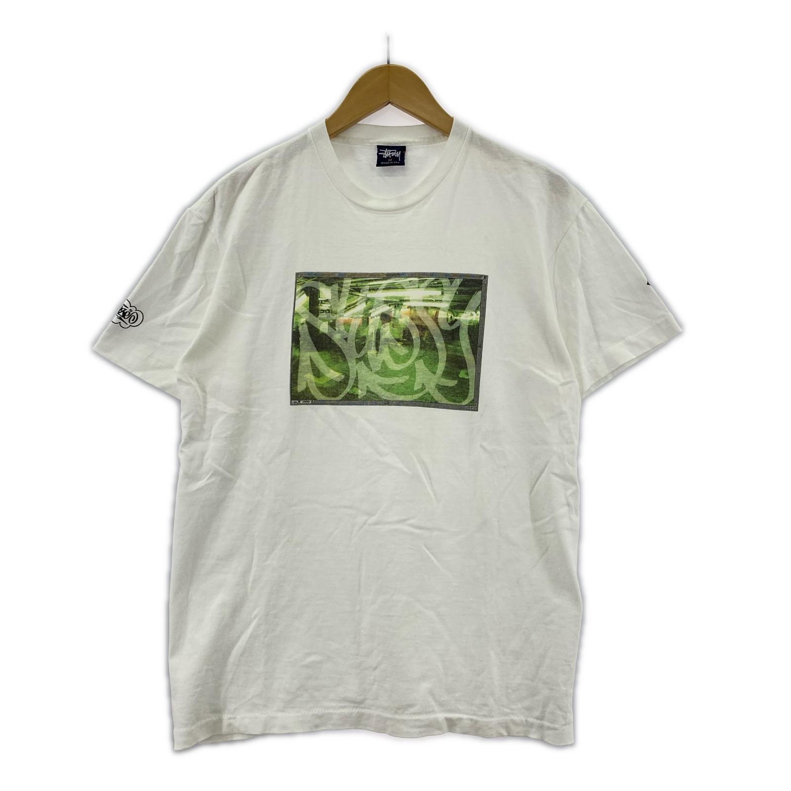 半袖Ｔシャツ 90s old stussy×HAZE ロゴTee 白　M M ホワイト