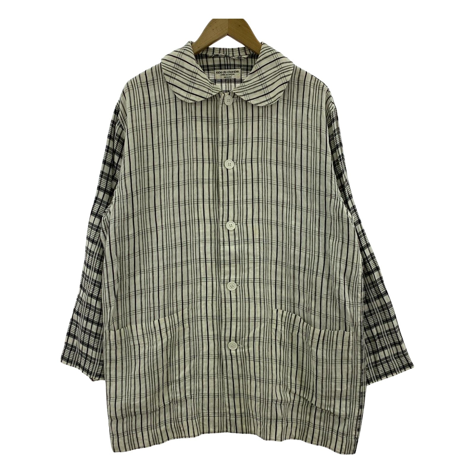 ジャケット 80s robe de chambre COMME des GARCONS チェック切替ジャケット ブラック系