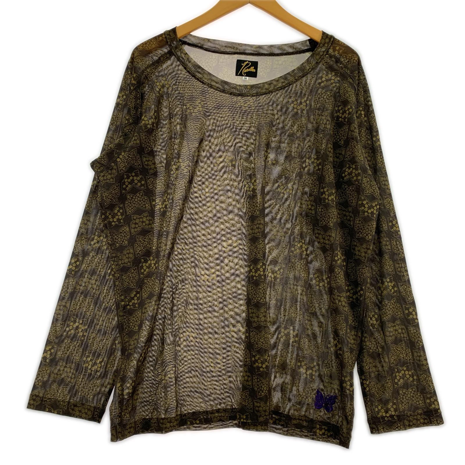 長袖Ｔシャツ Needles L/S U Neck Tee/Poly Mesh IN403 (M) M ブラック