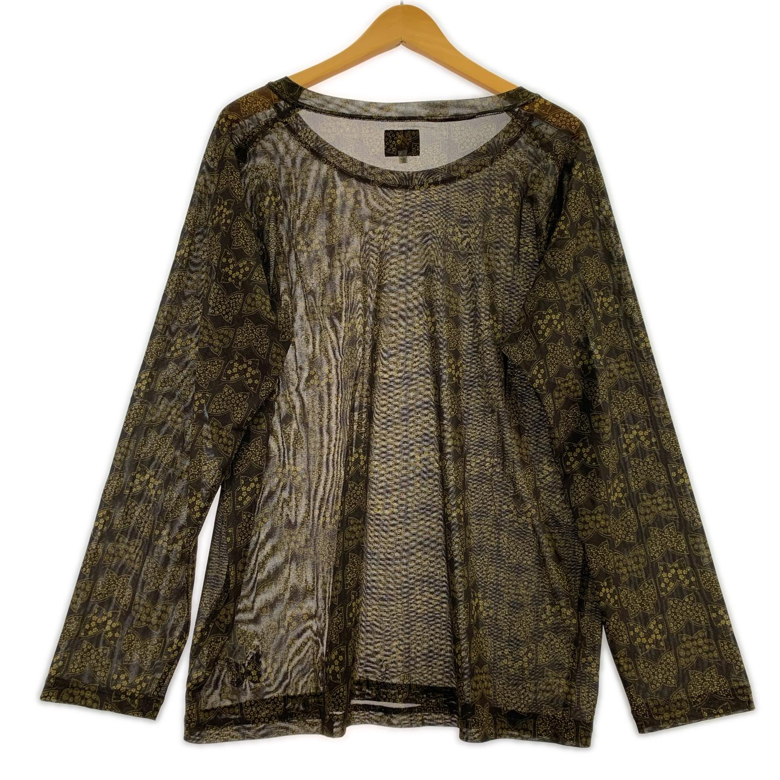 長袖Ｔシャツ Needles L/S U Neck Tee/Poly Mesh IN403 (M) M ブラック