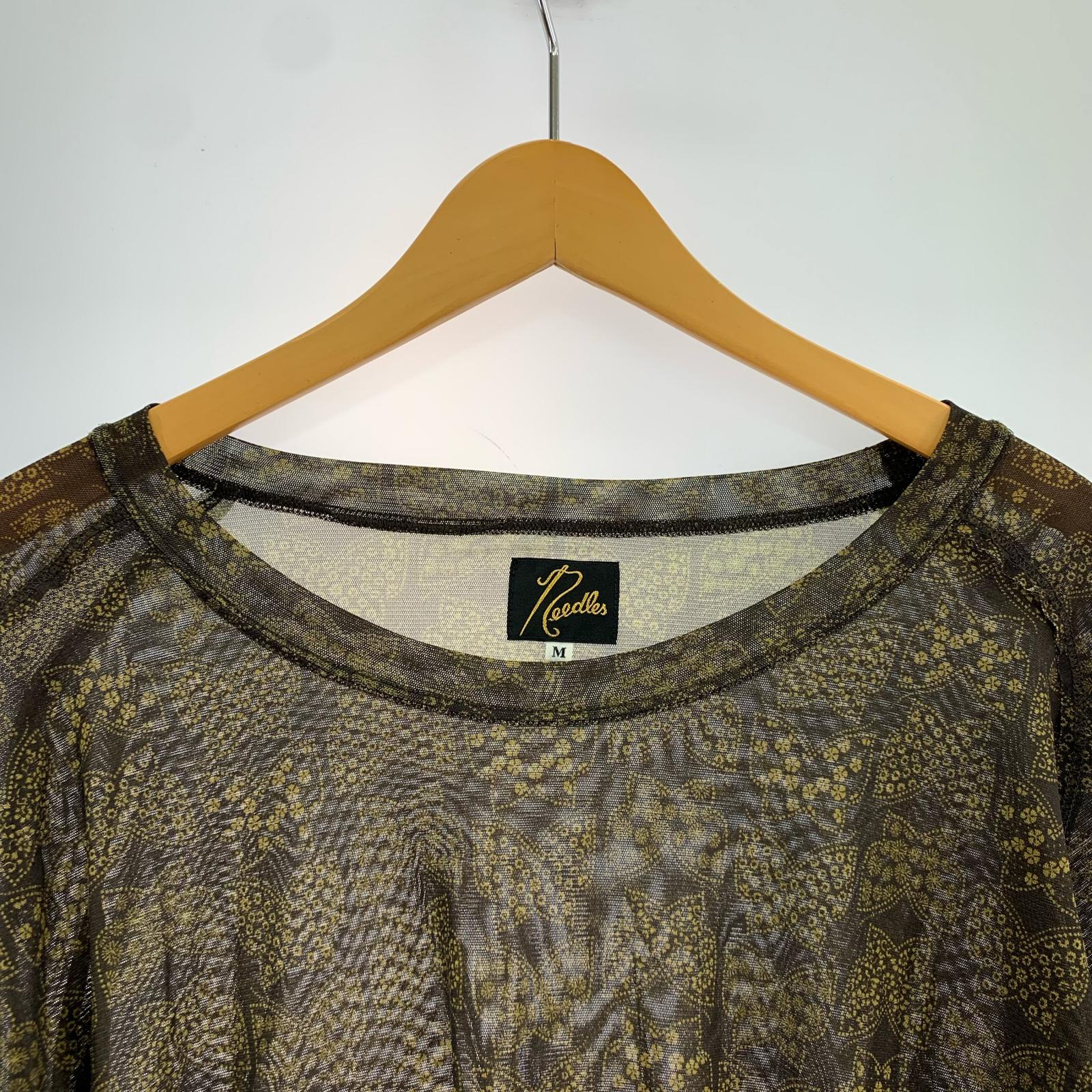 長袖Ｔシャツ Needles L/S U Neck Tee/Poly Mesh IN403 (M) M ブラック