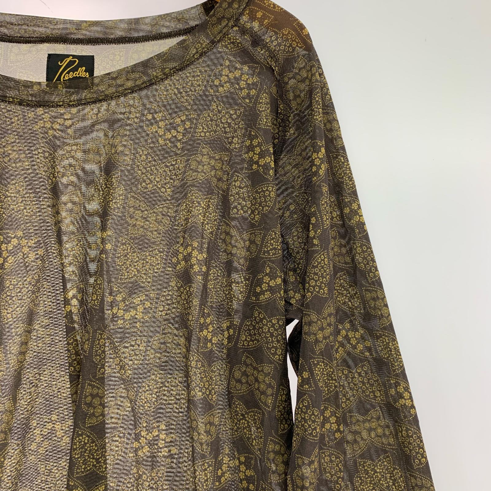 長袖Ｔシャツ Needles L/S U Neck Tee/Poly Mesh IN403 (M) M ブラック