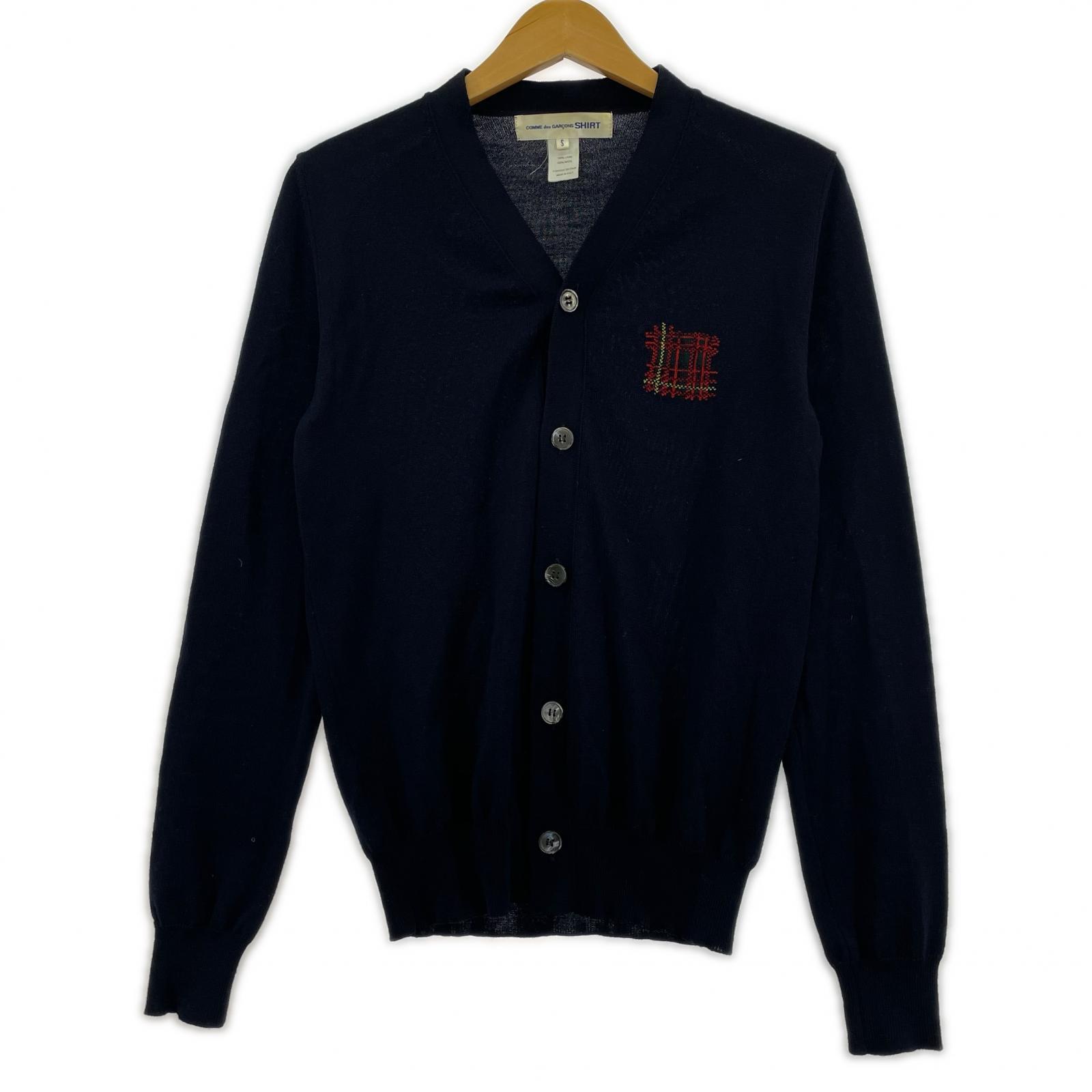 カーディガン SHIRT イタリア製 ウールカーディガン 紺 (S) S
