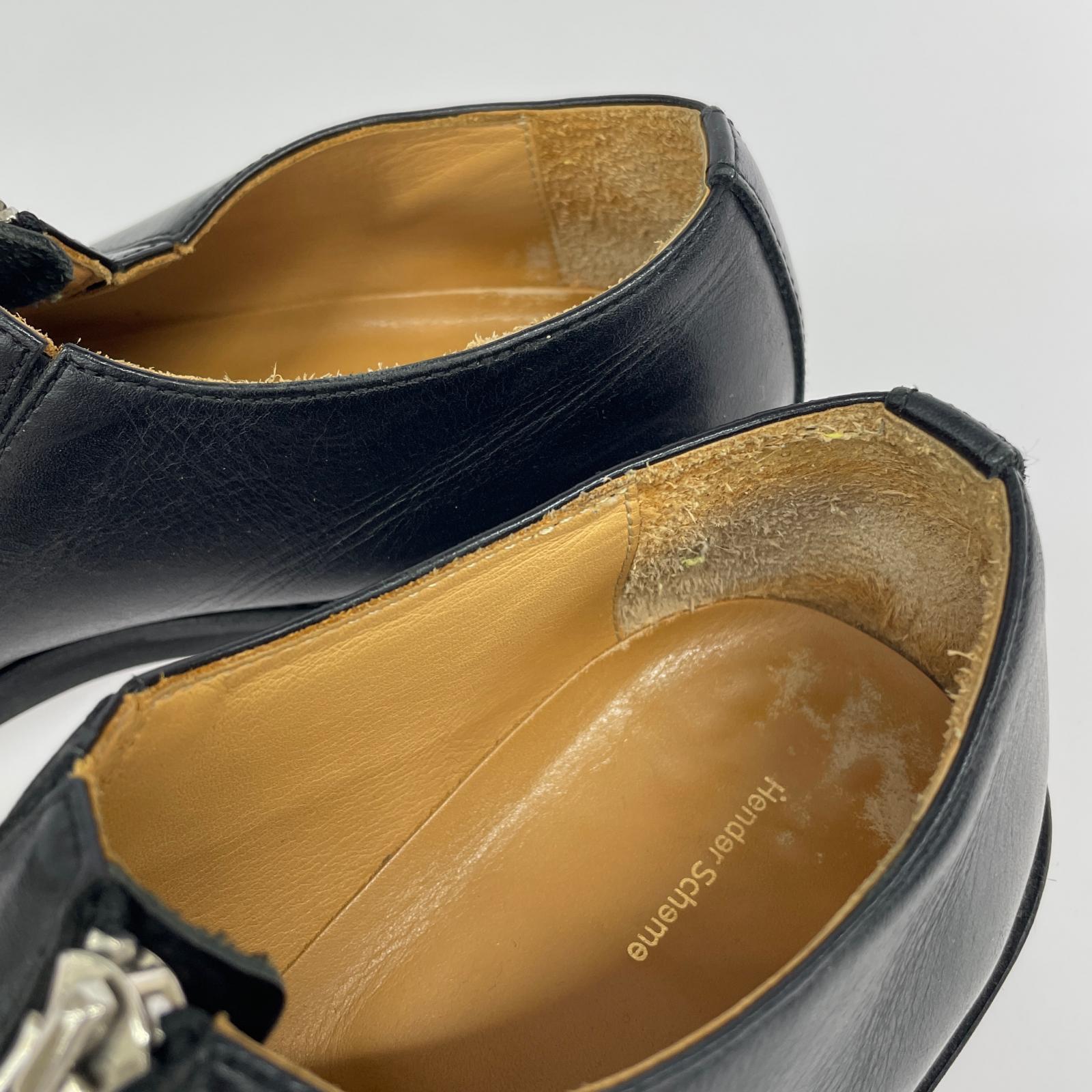 シューズ Hender Scheme front fastner パンチドキャップトゥ ドレスシューズ ブラック ブラック