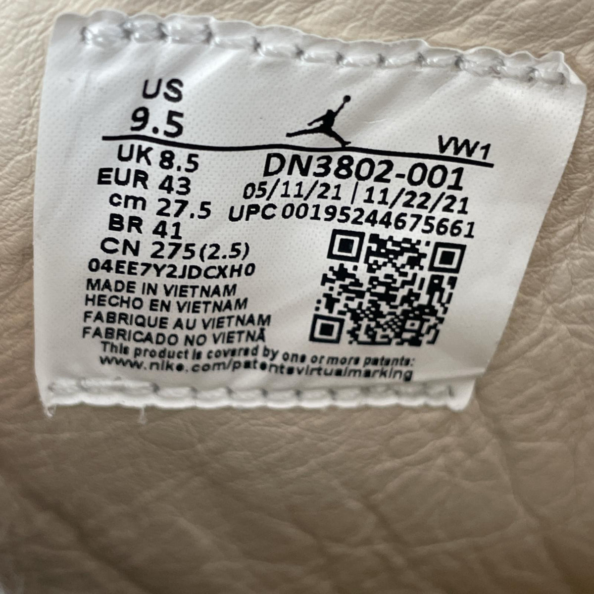 スニーカー UNION AIR JORDAN 2 GREY FOG 27.5cm (US9 1/2 UK9 EU45) グレー