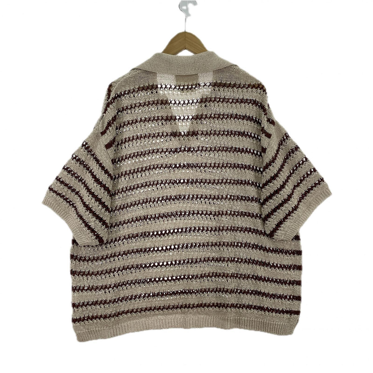 ポロシャツ BORDER MESH KNIT SKIPPER POLO SHIRT/2 2 ブラウン