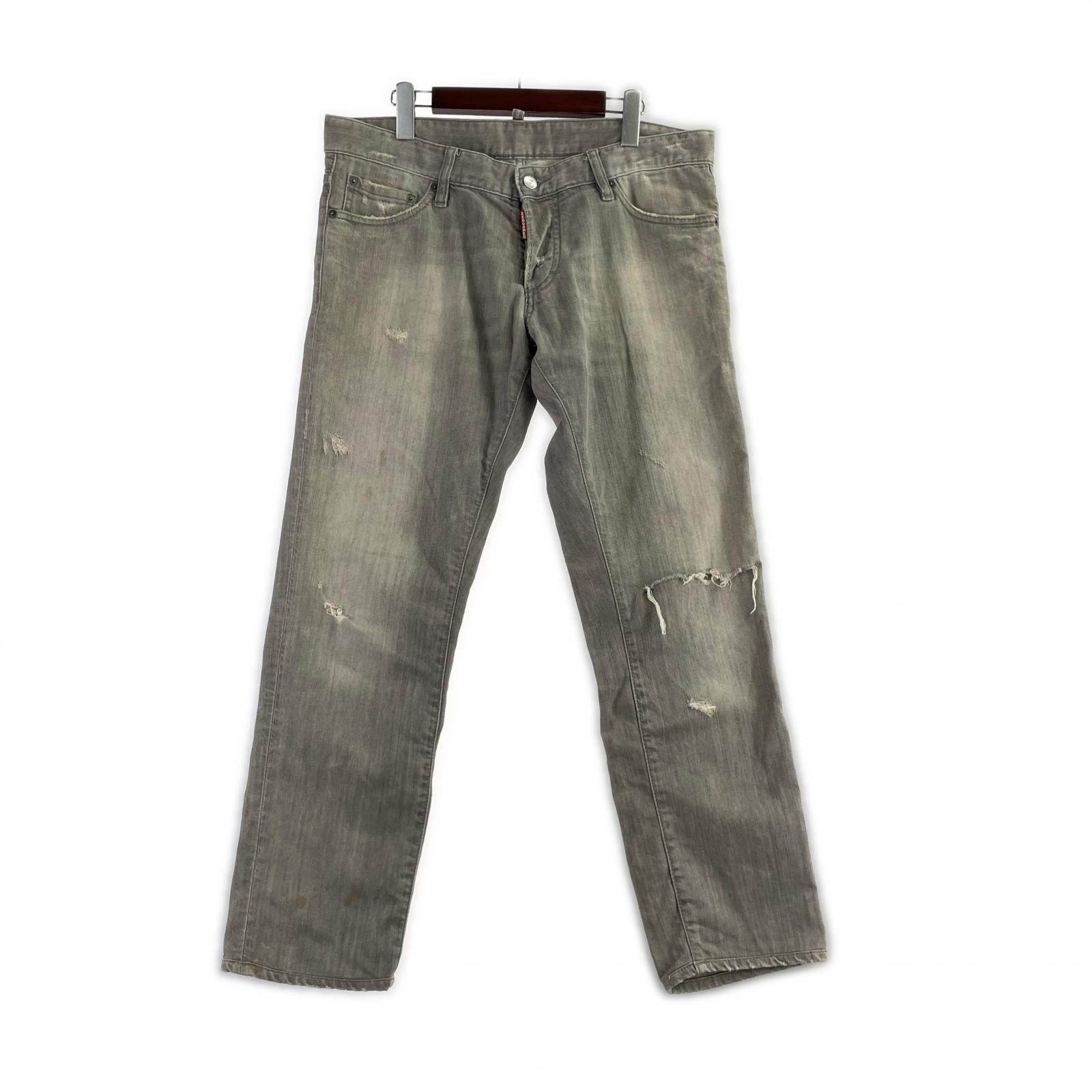 デニムパンツ ダメージ加工 デニムパンツ 50 グレー