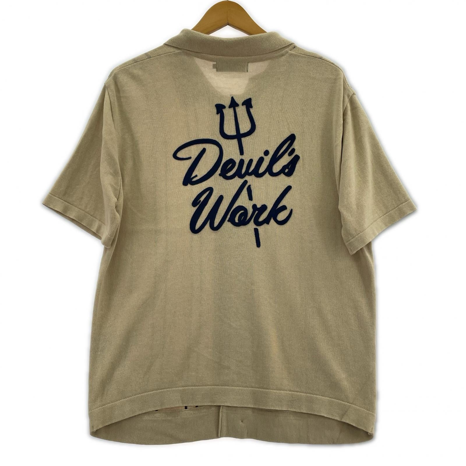 ポロシャツ Devil Work 刺繍ニットポロ　ベージュ S ベージュ