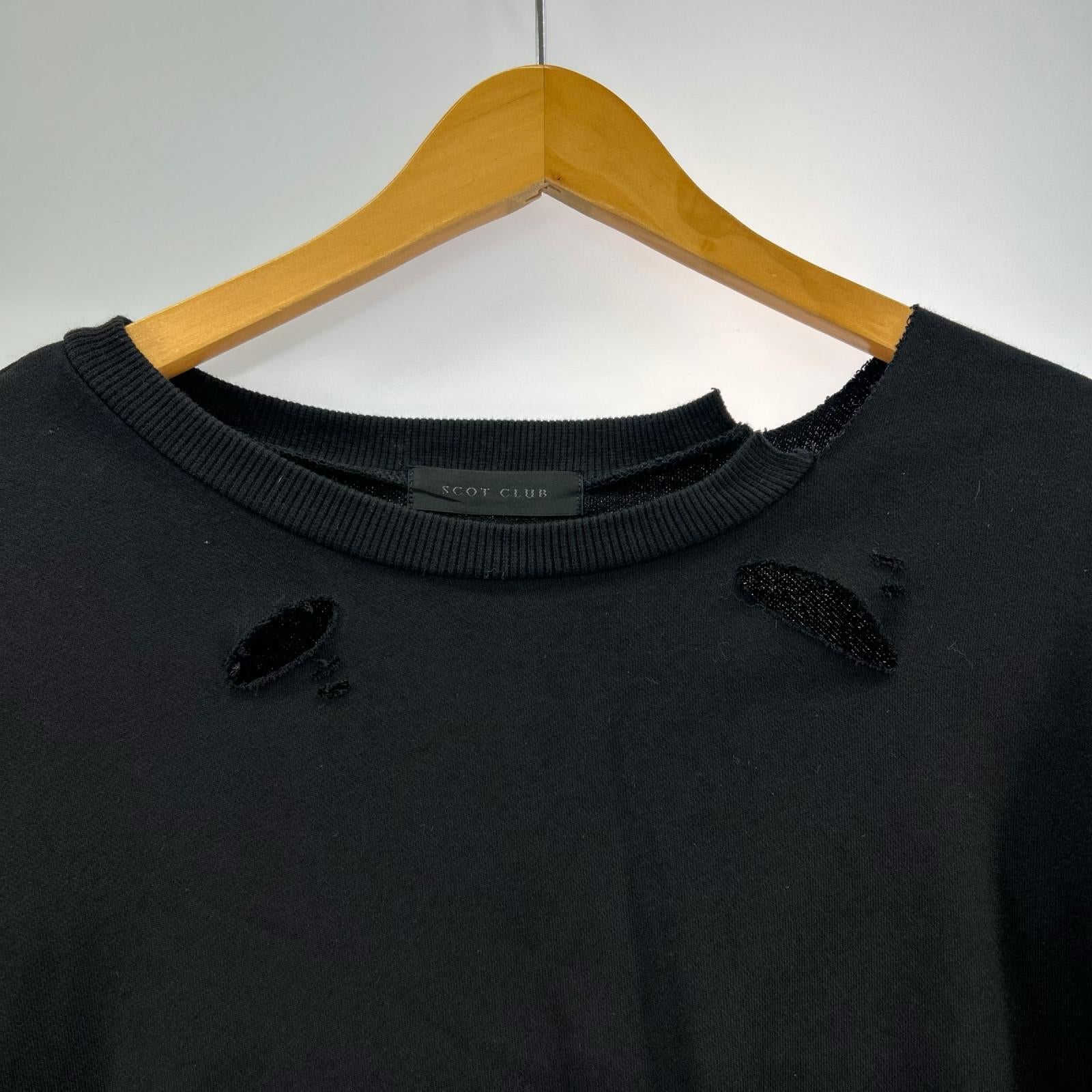 スウェット SCOTCLUB ﾀﾞﾒｰｼﾞ加工 黒 ブラック