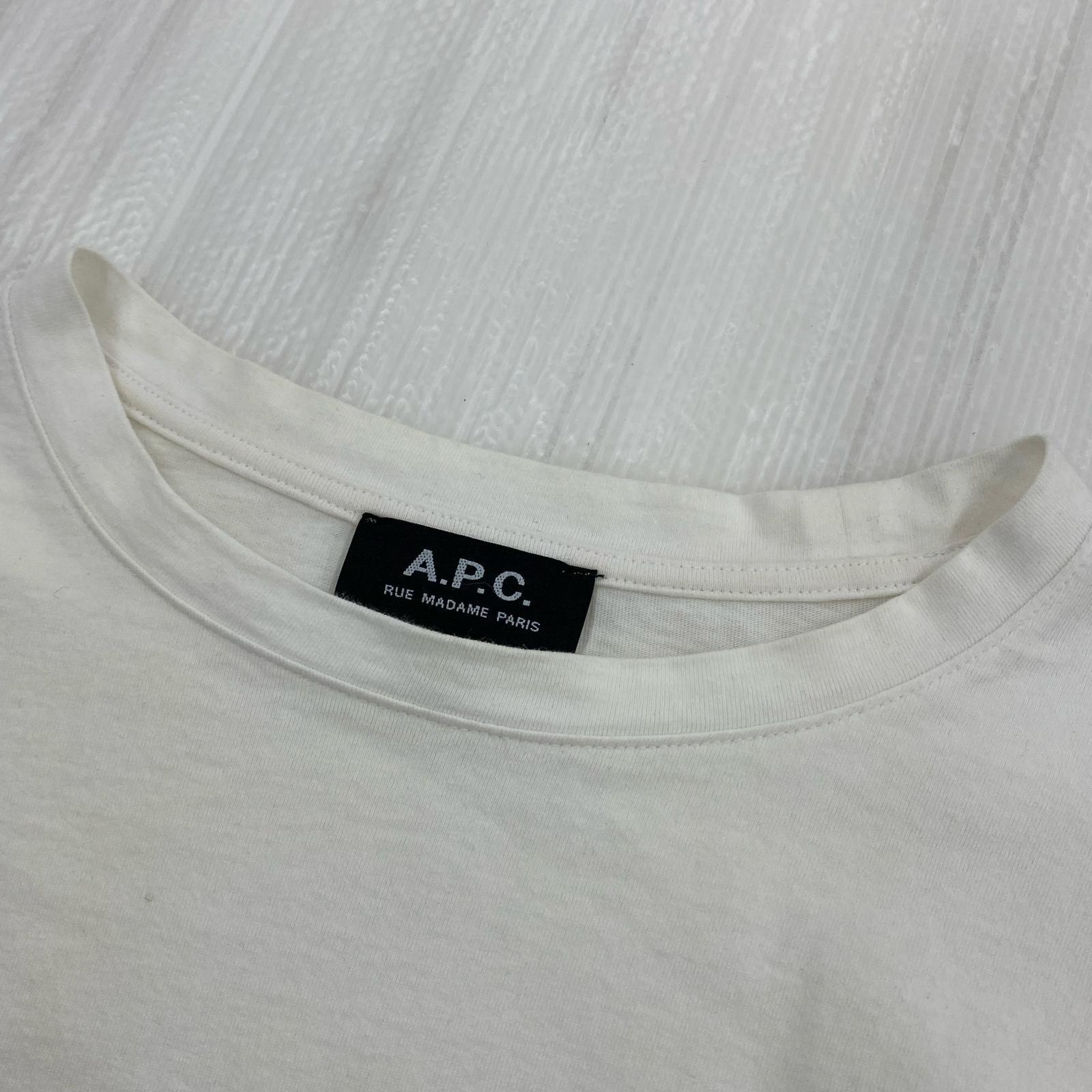 長袖Ｔシャツ A.P.C. ロゴ刺繍L/Sカットソー S ホワイト