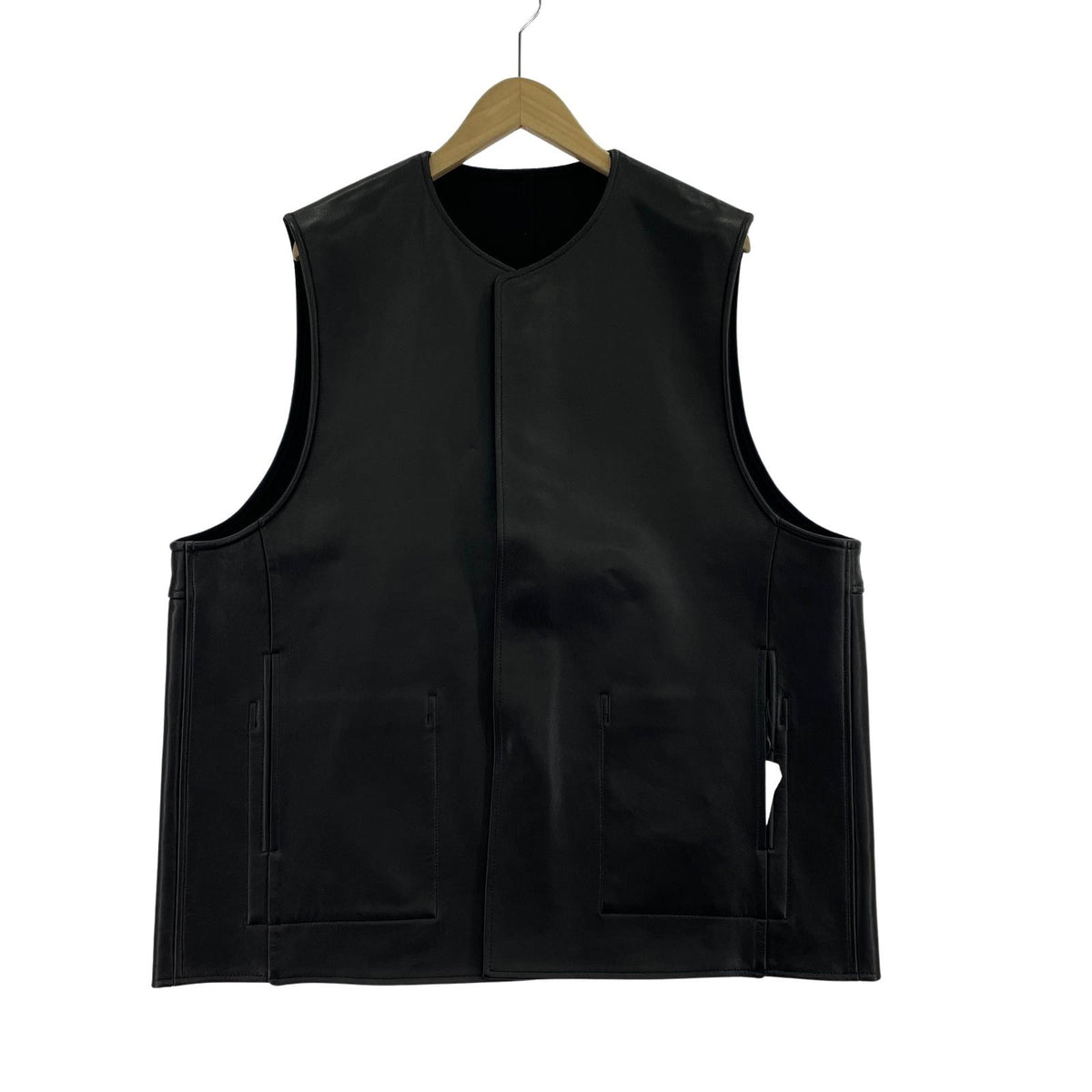 長袖シャツ SSSTEIN 24AW BONDED LEATHER VEST ST.924 M ブラック