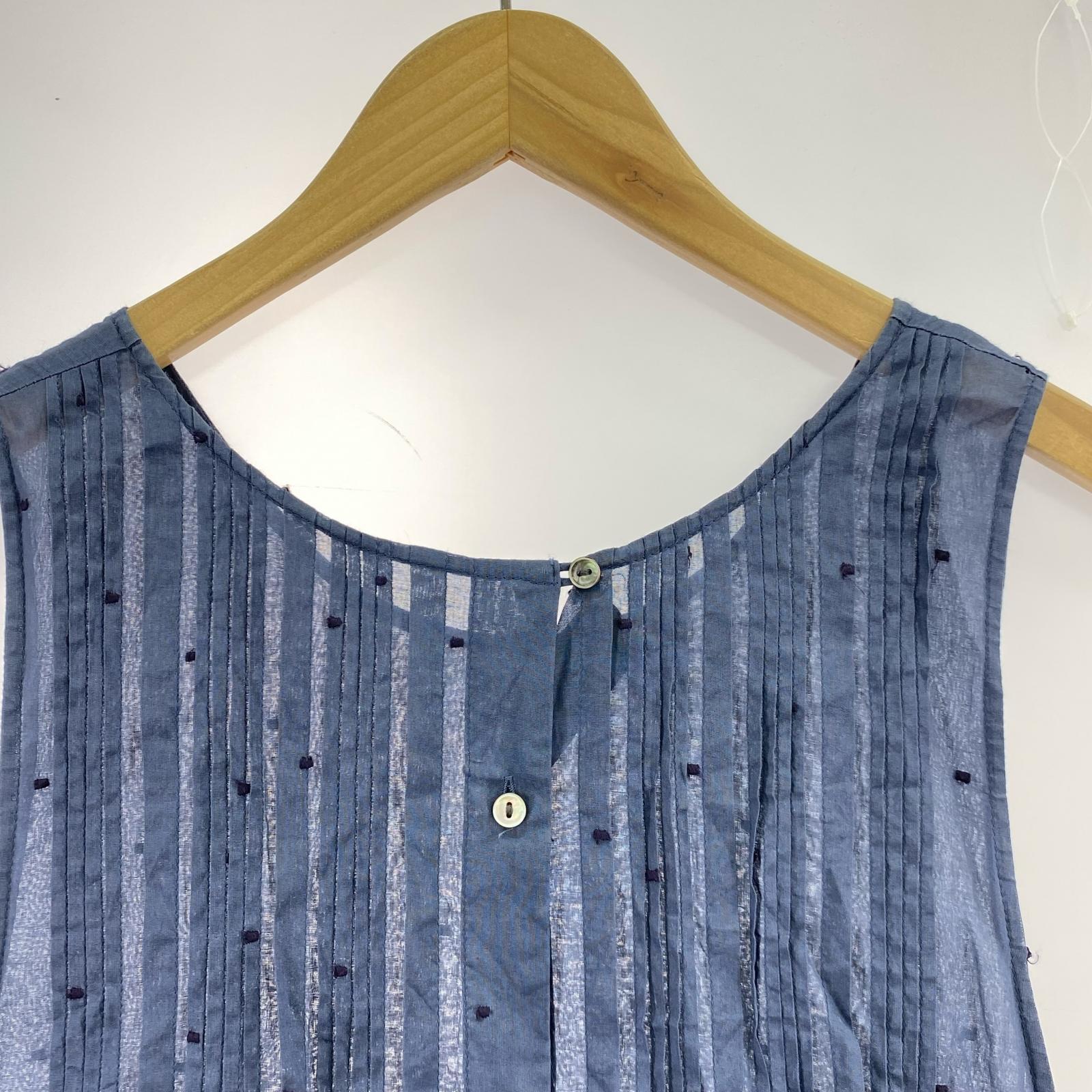 ワンピース ドット刺繍オーガンジージャンスカ ネイビー