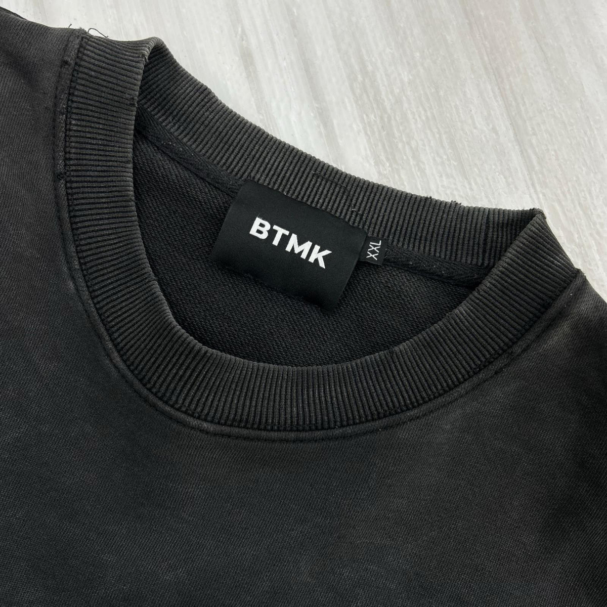 スウェット BTMK 加工 ｸﾙｰﾈｯｸｽｳｪｯﾄ ブラック