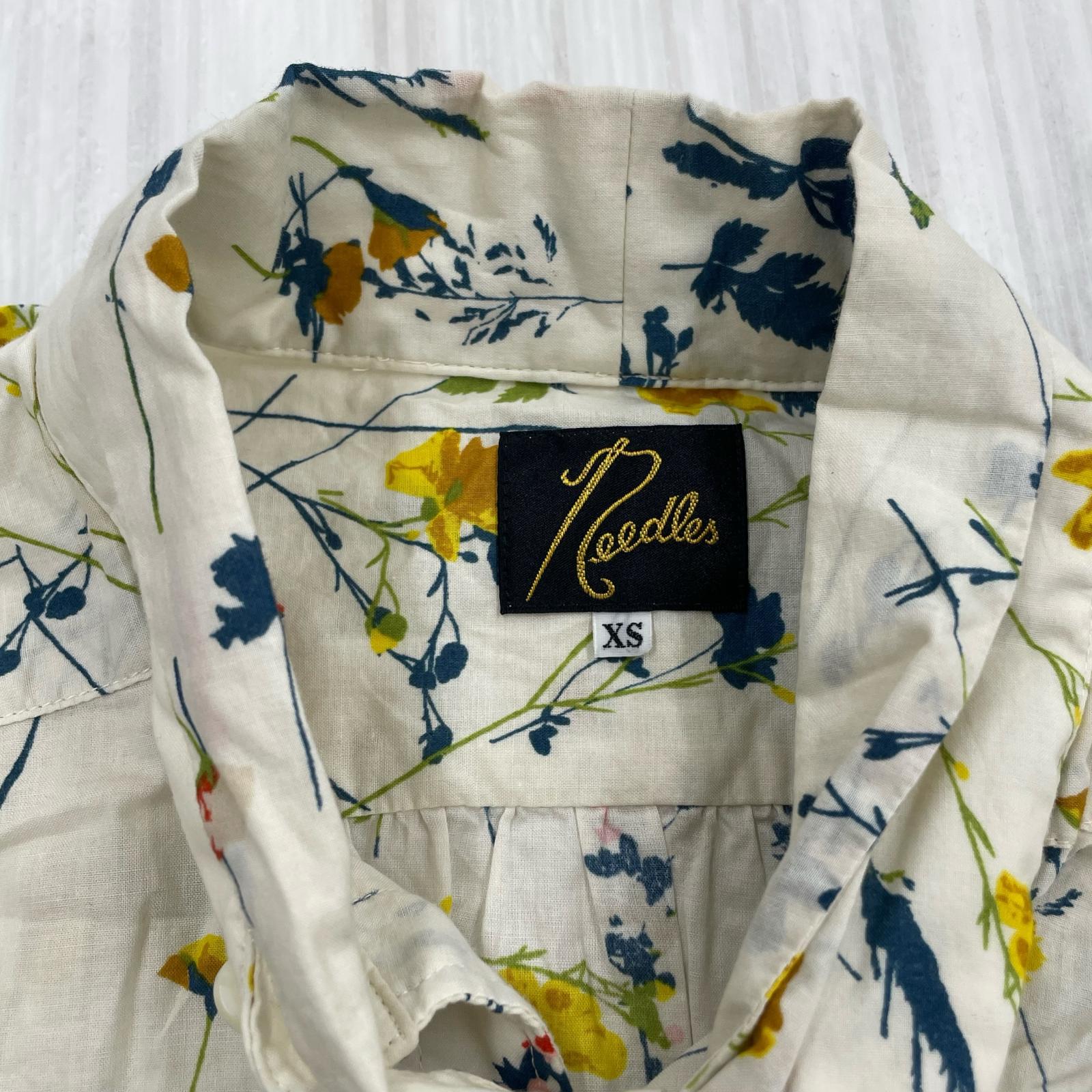 長袖シャツ Needles Ascot Collar EDW Shirt XS 花柄 ベージュ