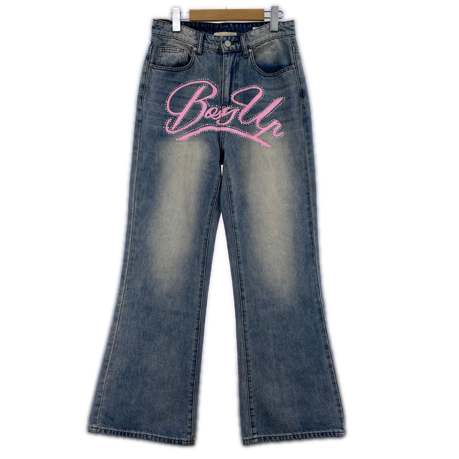 デニムパンツ BOSS UP ラインストーンデニム M M ブルー