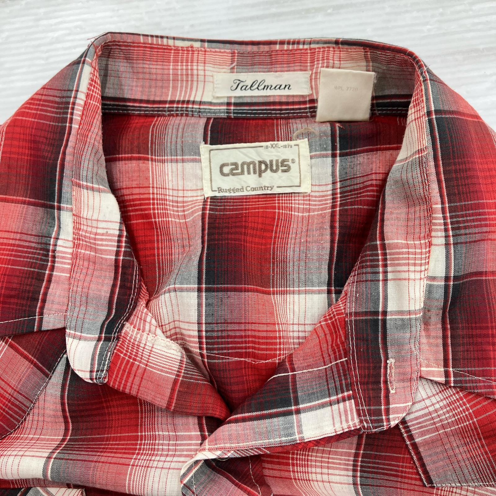 長袖シャツ 70s CAMPUS ウエスタン 赤 (XXL) レッド