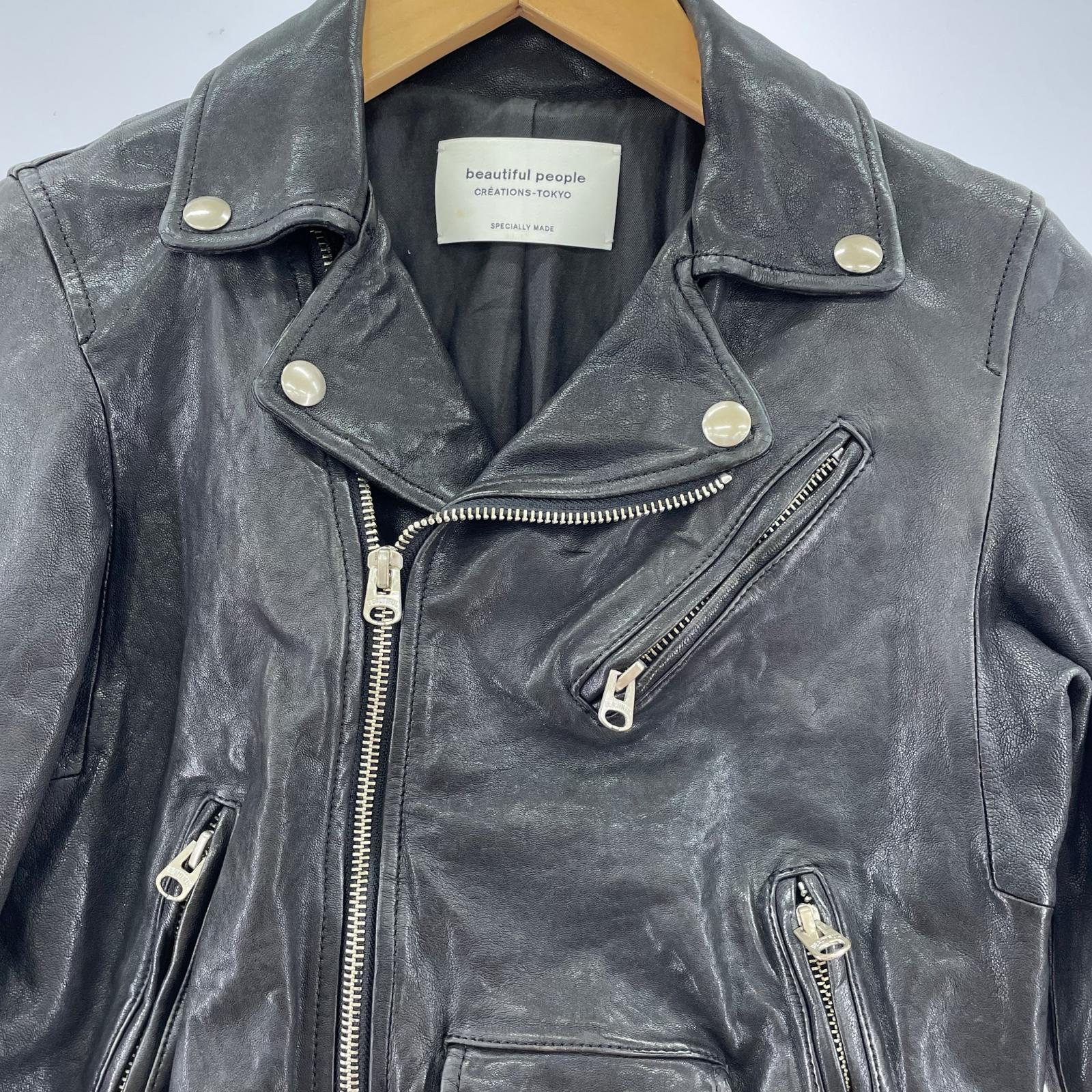 ライダースジャケット shrink leather riders jacket/130/BLK ブラック