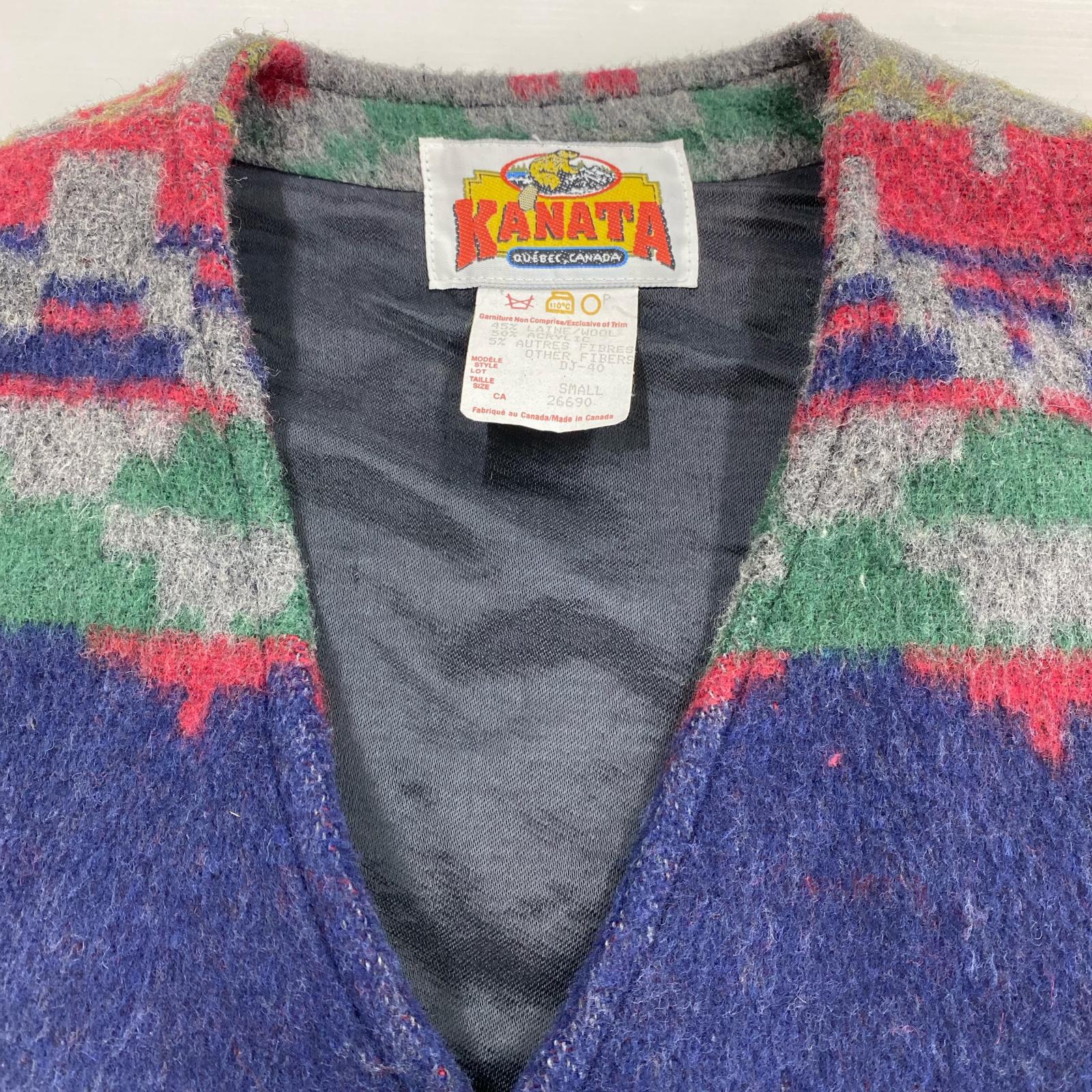 長袖シャツ 90s ｳｰﾙﾍﾞｽﾄ ﾏﾙﾁｶﾗｰ S マルチカラー