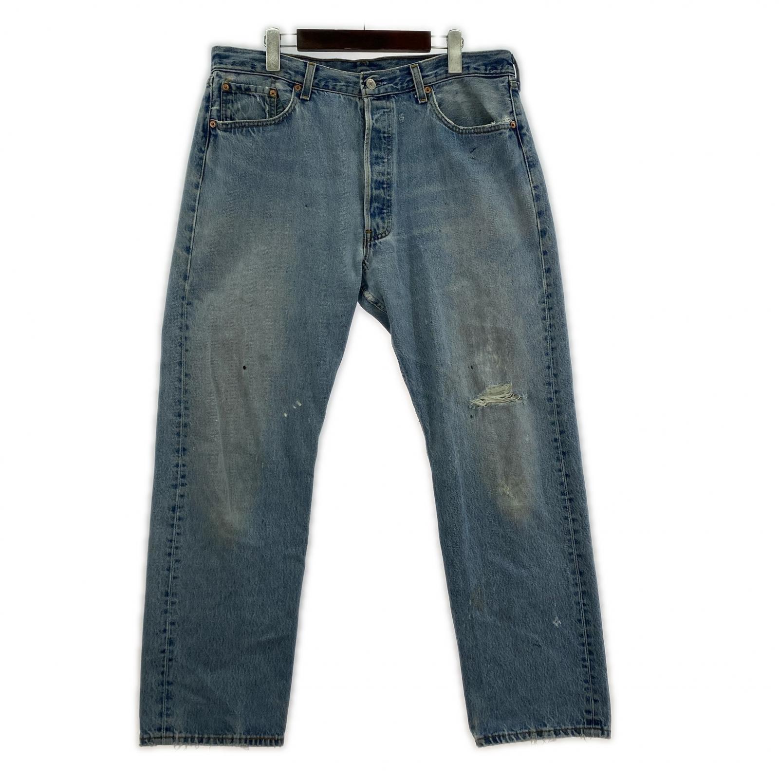 デニムパンツ USA製 501ダメージデニム 38 ブルー