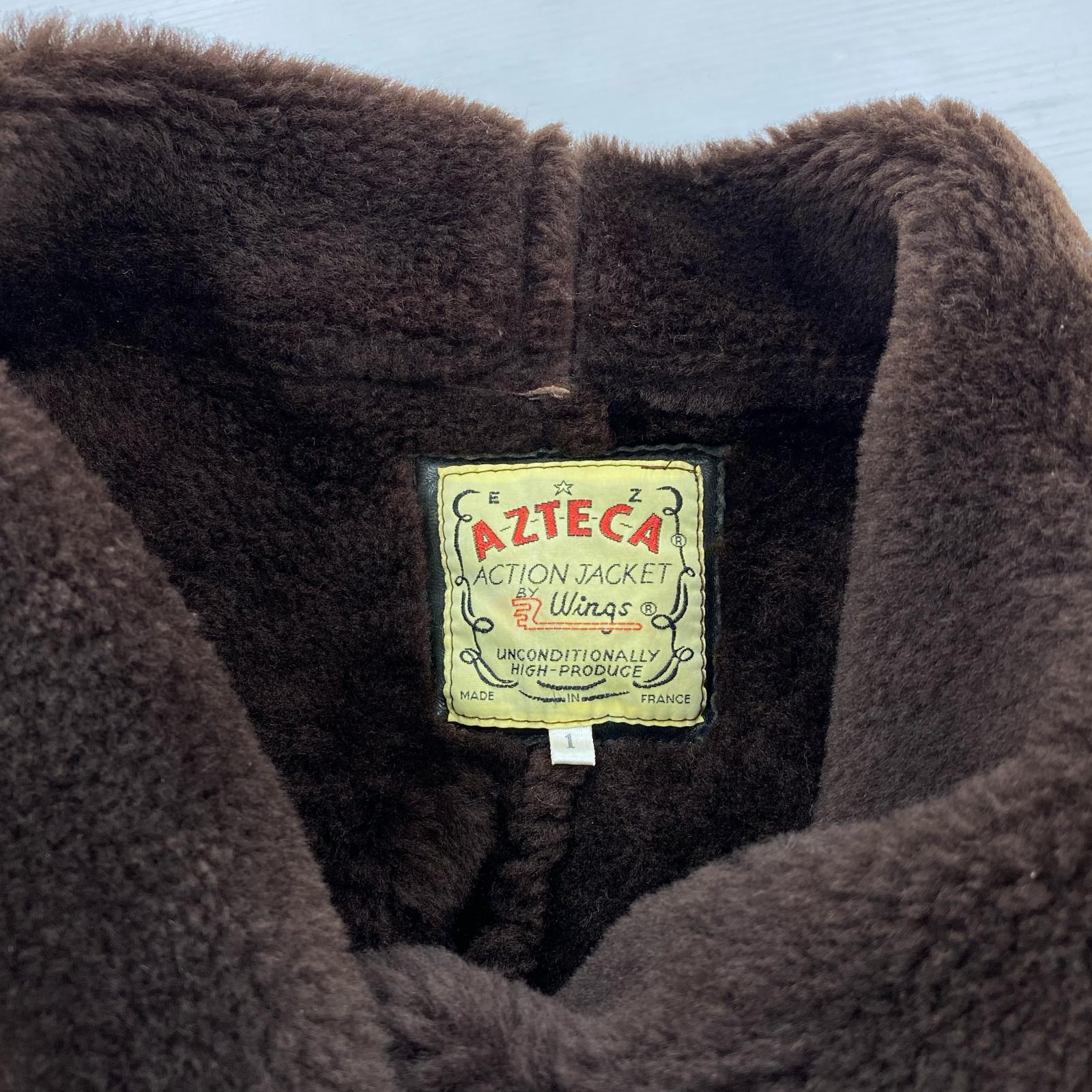ジャケット AZTECA 70s ﾌﾗﾝｽ製 ﾑｰﾄﾝｼﾞｬｹｯﾄ 茶 1 ブラウン