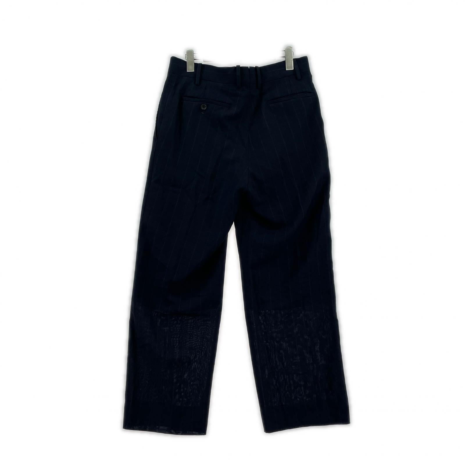 パンツ MAATEE＆SONS SET UP TROUSER チョークストライプスラックス 2 紺 2 ブラック