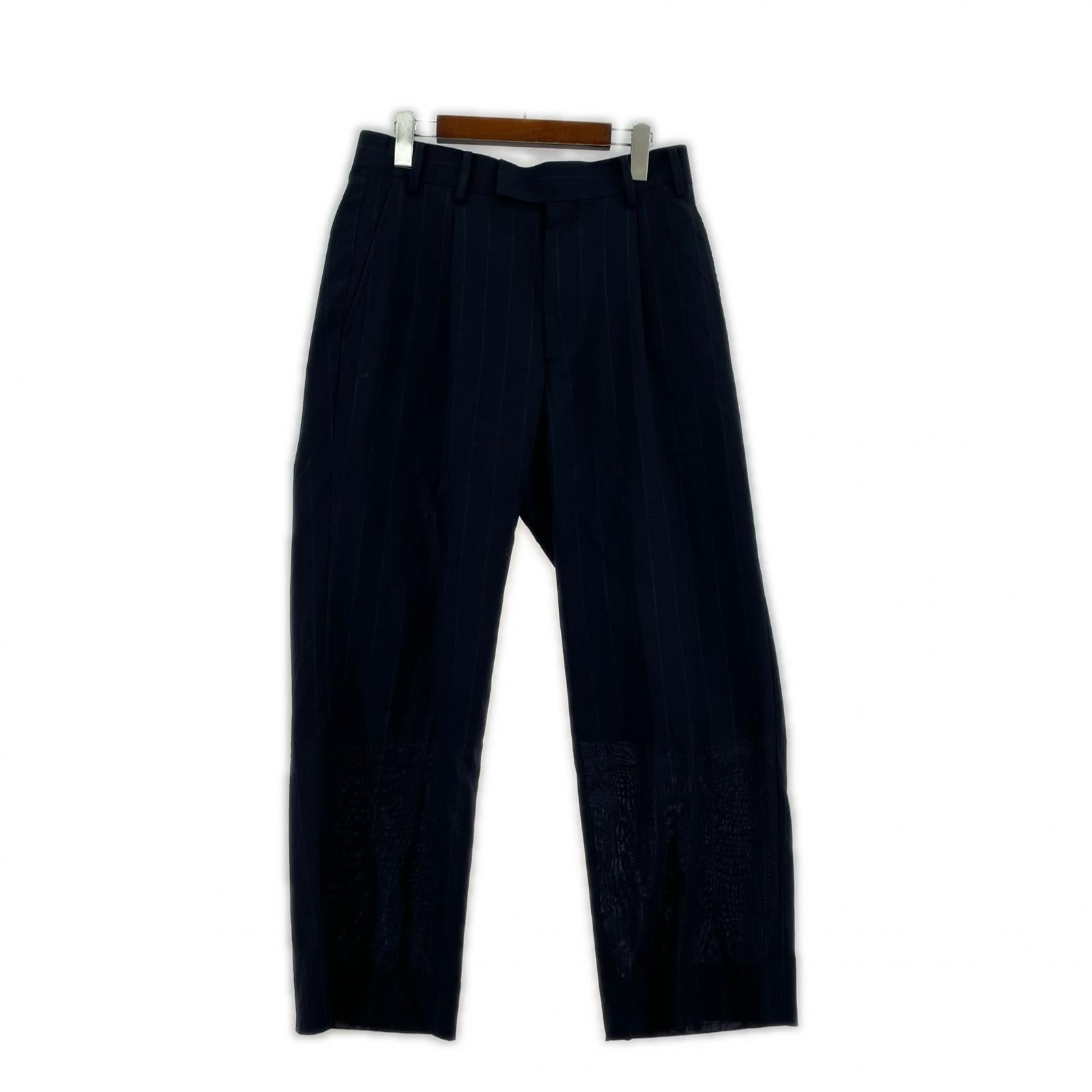 パンツ MAATEE＆SONS SET UP TROUSER チョークストライプスラックス 2 紺 2 ブラック