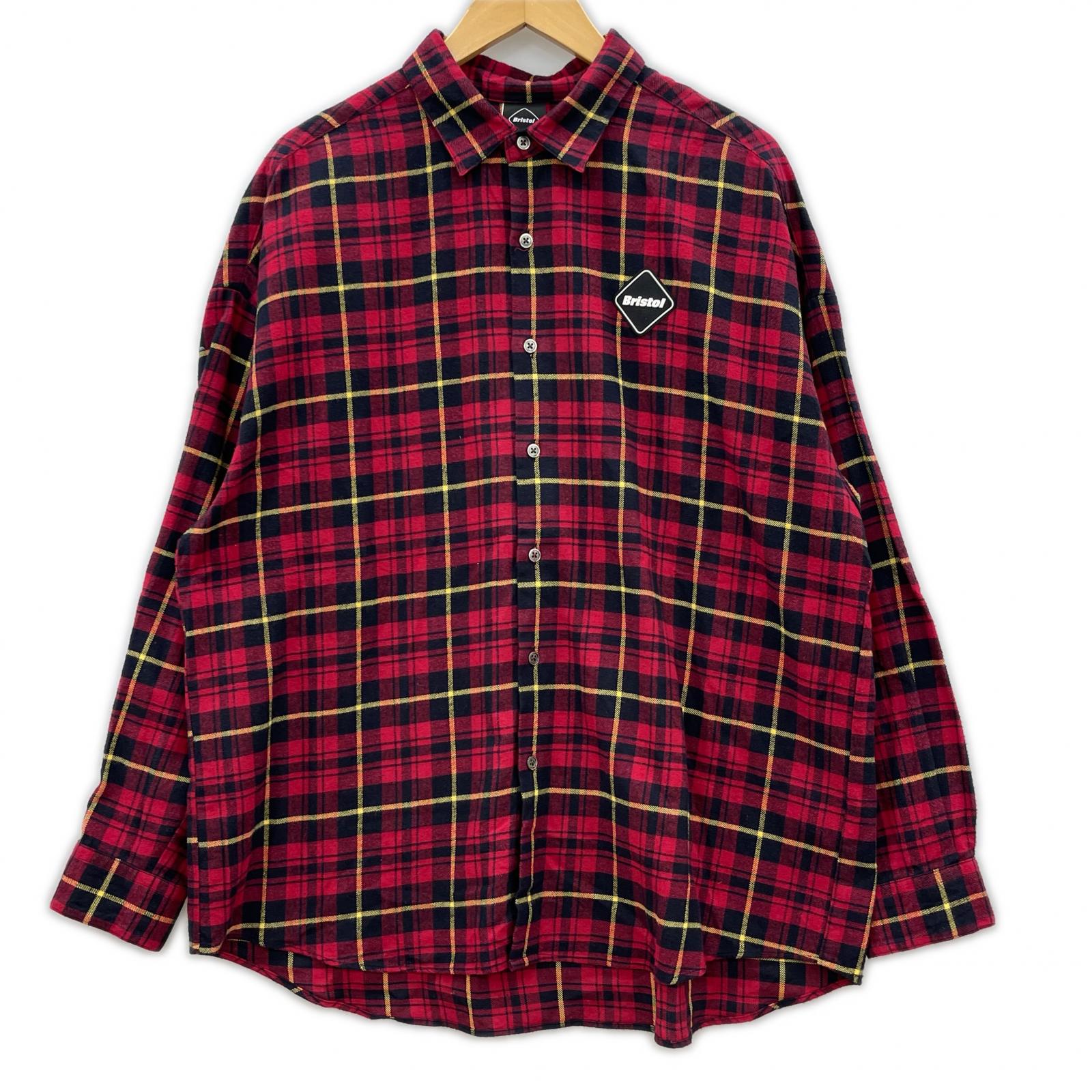 長袖シャツ F.C.R.B. 22AW BIG LOGO FLANNEL BAGGY SHIRT (S) 赤 S