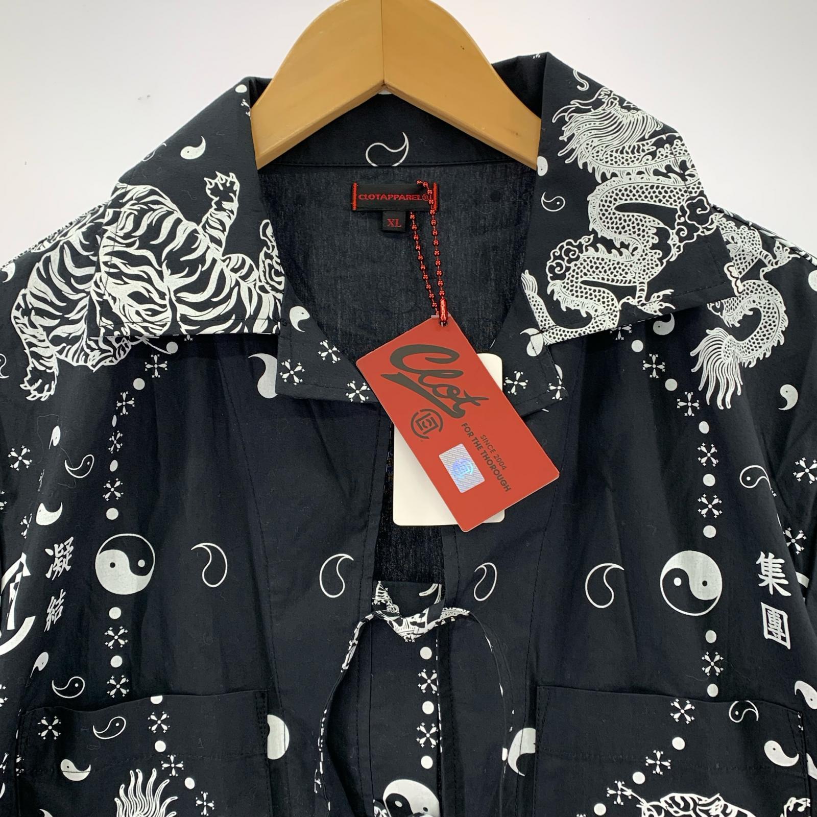 半袖シャツ 総柄パジャマシャツ BLK (XL) ブラック