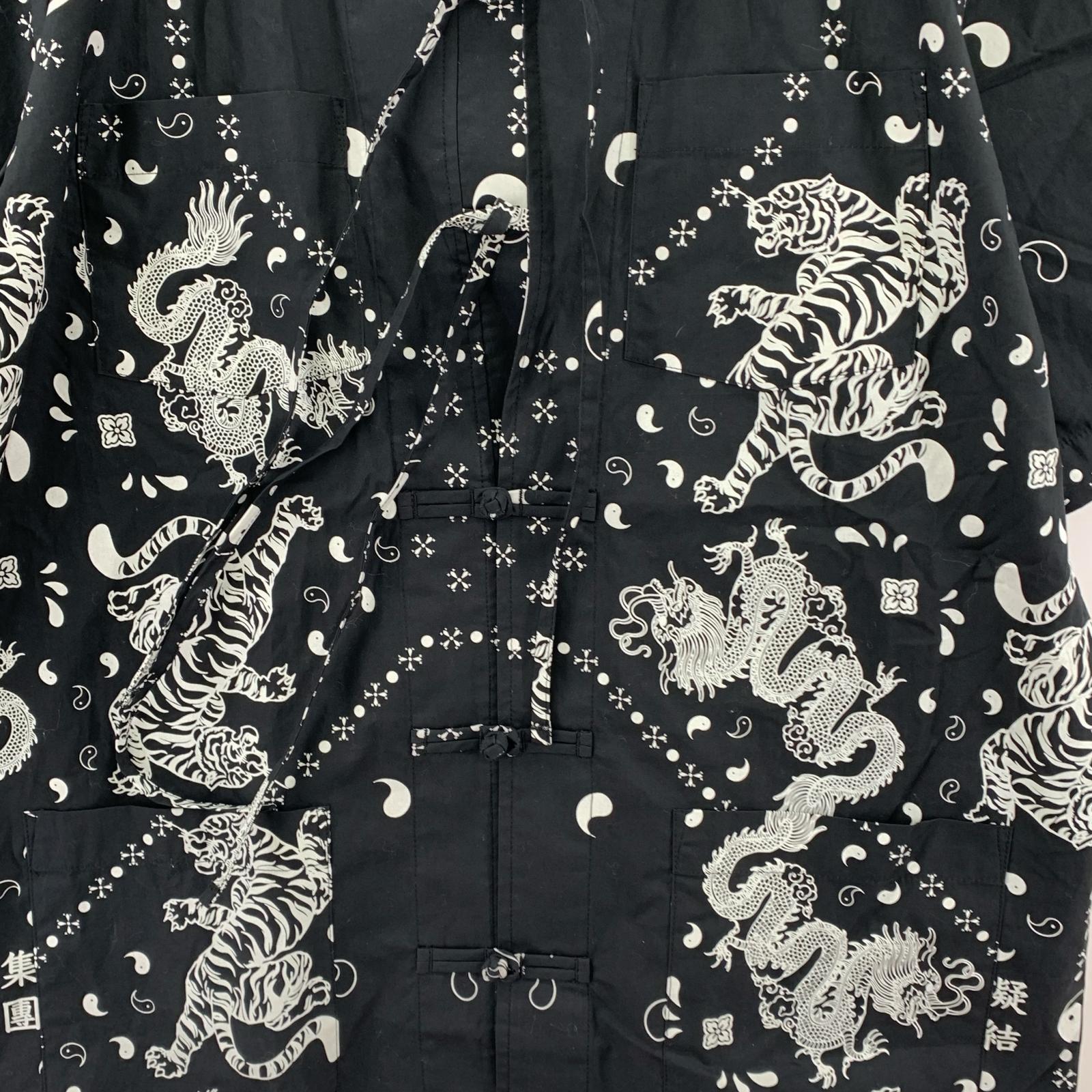 半袖シャツ 総柄パジャマシャツ BLK (XL) ブラック