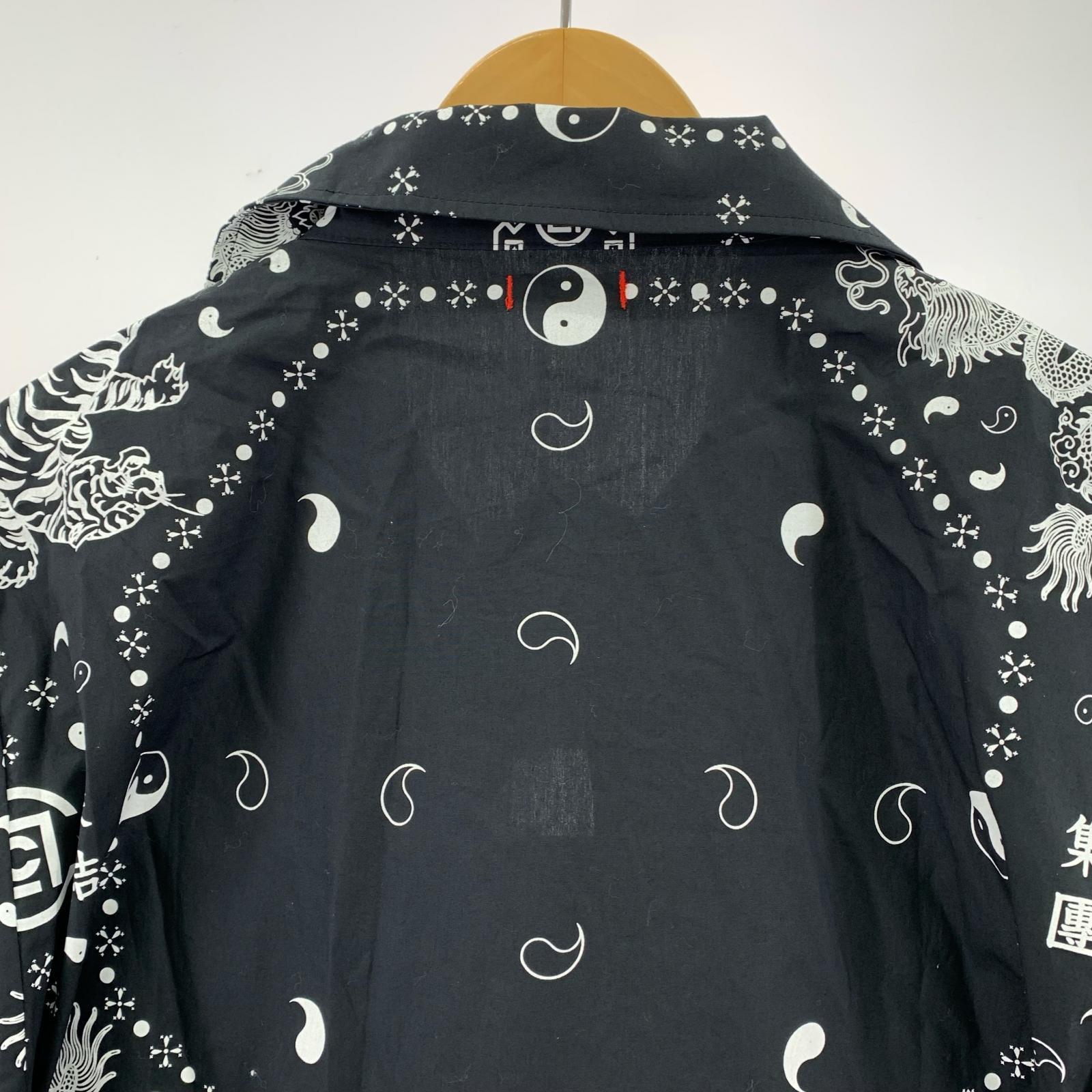 半袖シャツ 総柄パジャマシャツ BLK (XL) ブラック