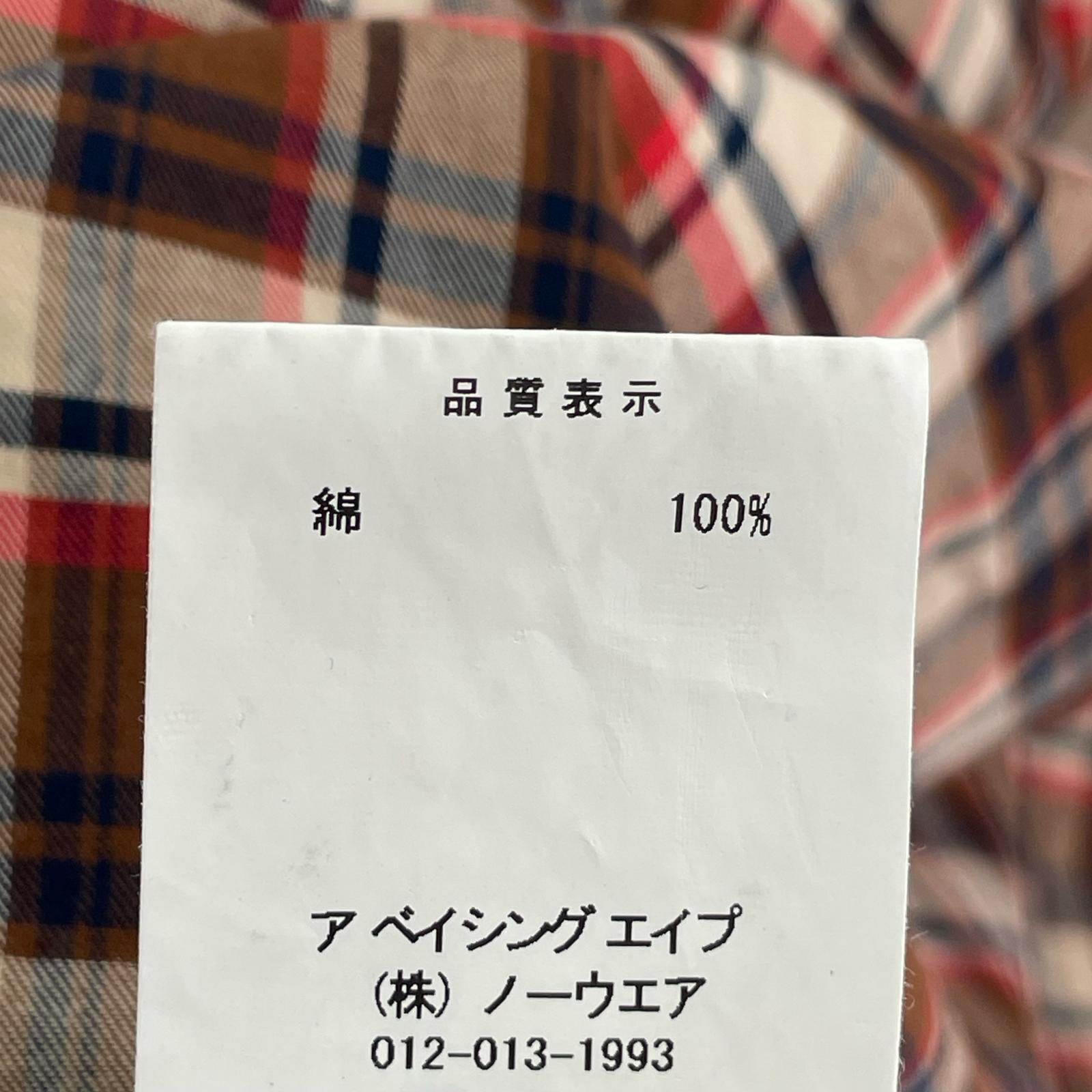 長袖シャツ A BATHING APE 長袖チェックシャツ XL 茶 ブラウン