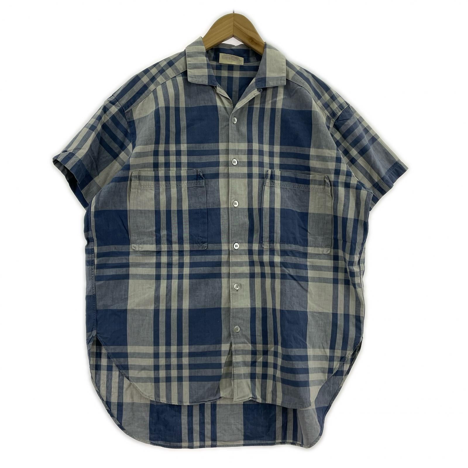 半袖シャツ ISSEY MIYAKE HAI SPORTING GEAR S/Sオープンカラーチェックシャツ ネイビー系