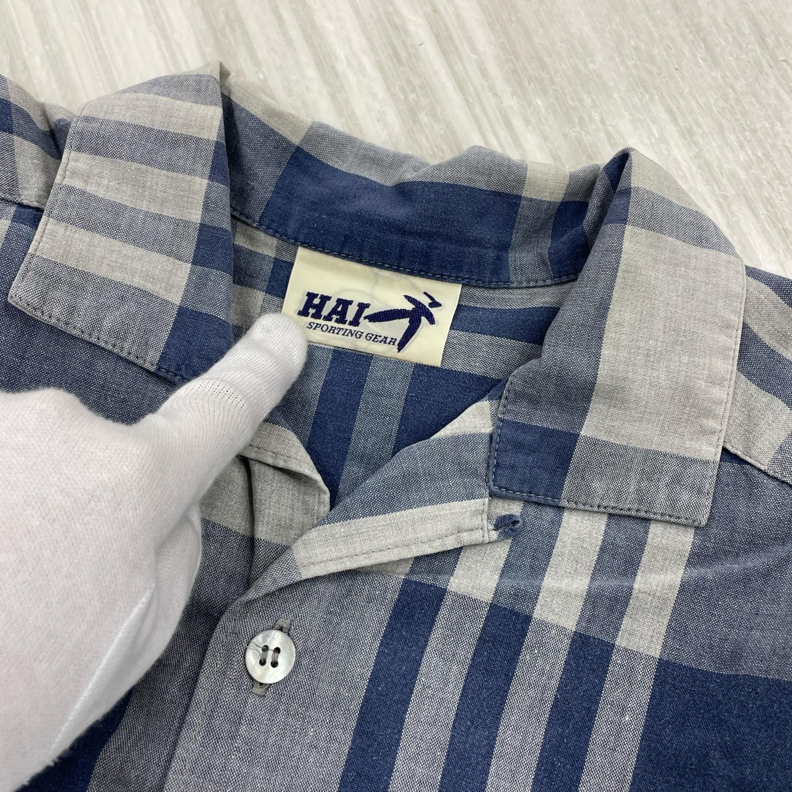 半袖シャツ ISSEY MIYAKE HAI SPORTING GEAR S/Sオープンカラーチェックシャツ ネイビー系