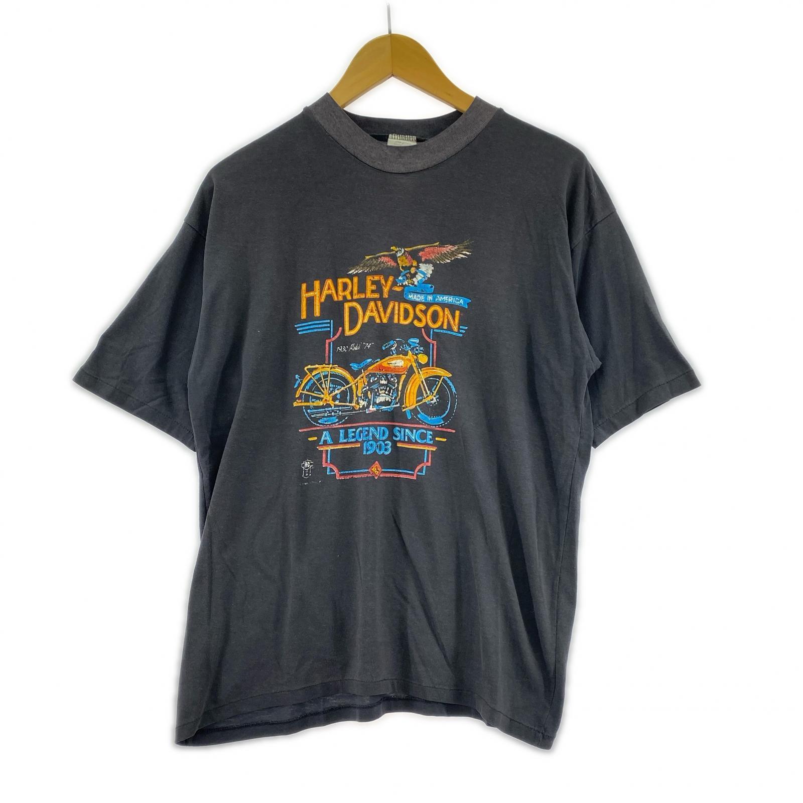 半袖Ｔシャツ 80s HARLEY DAVIDSON プリント BLK M M ブラック