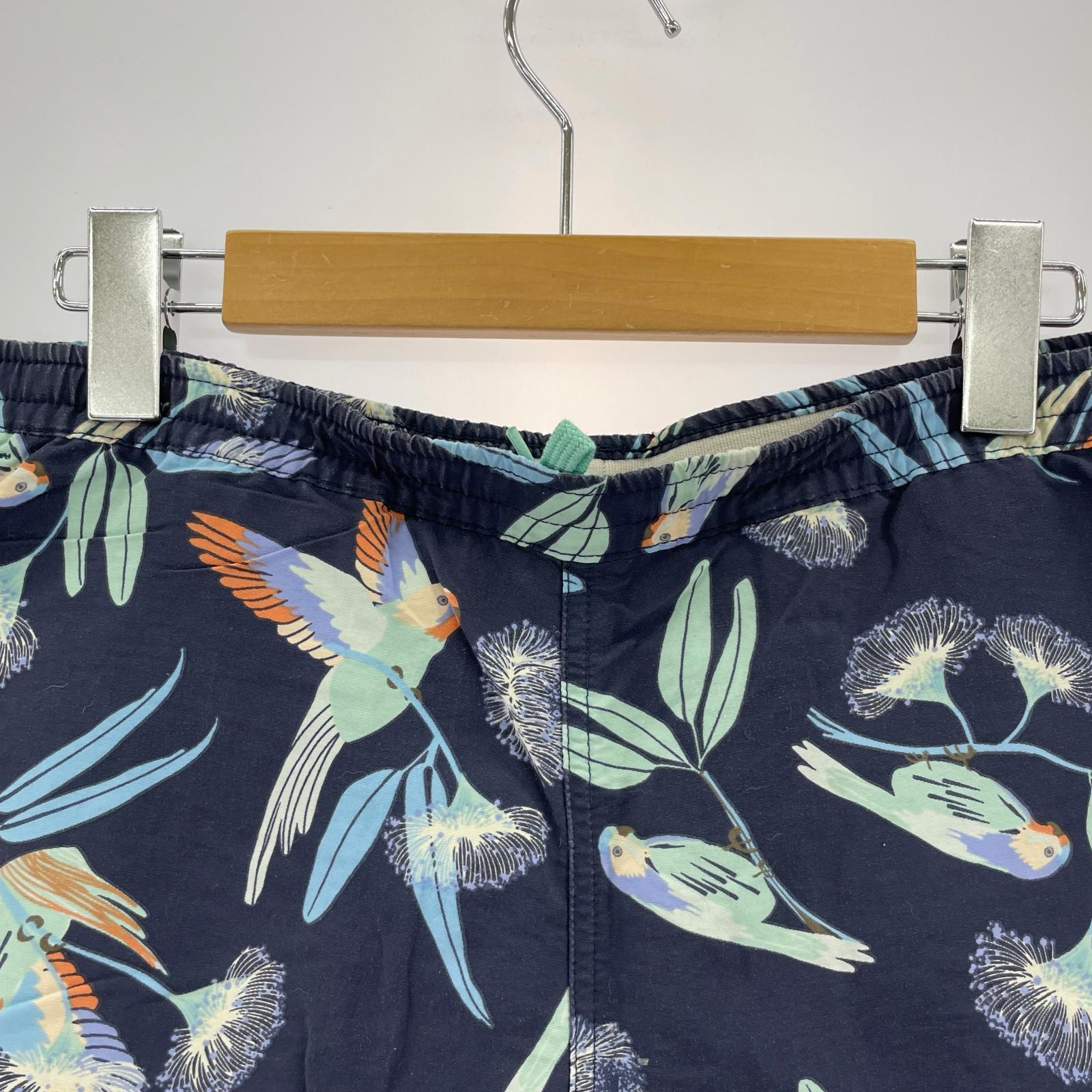 ショートパンツ バギーズショーツ 鳥柄 紺（M） M