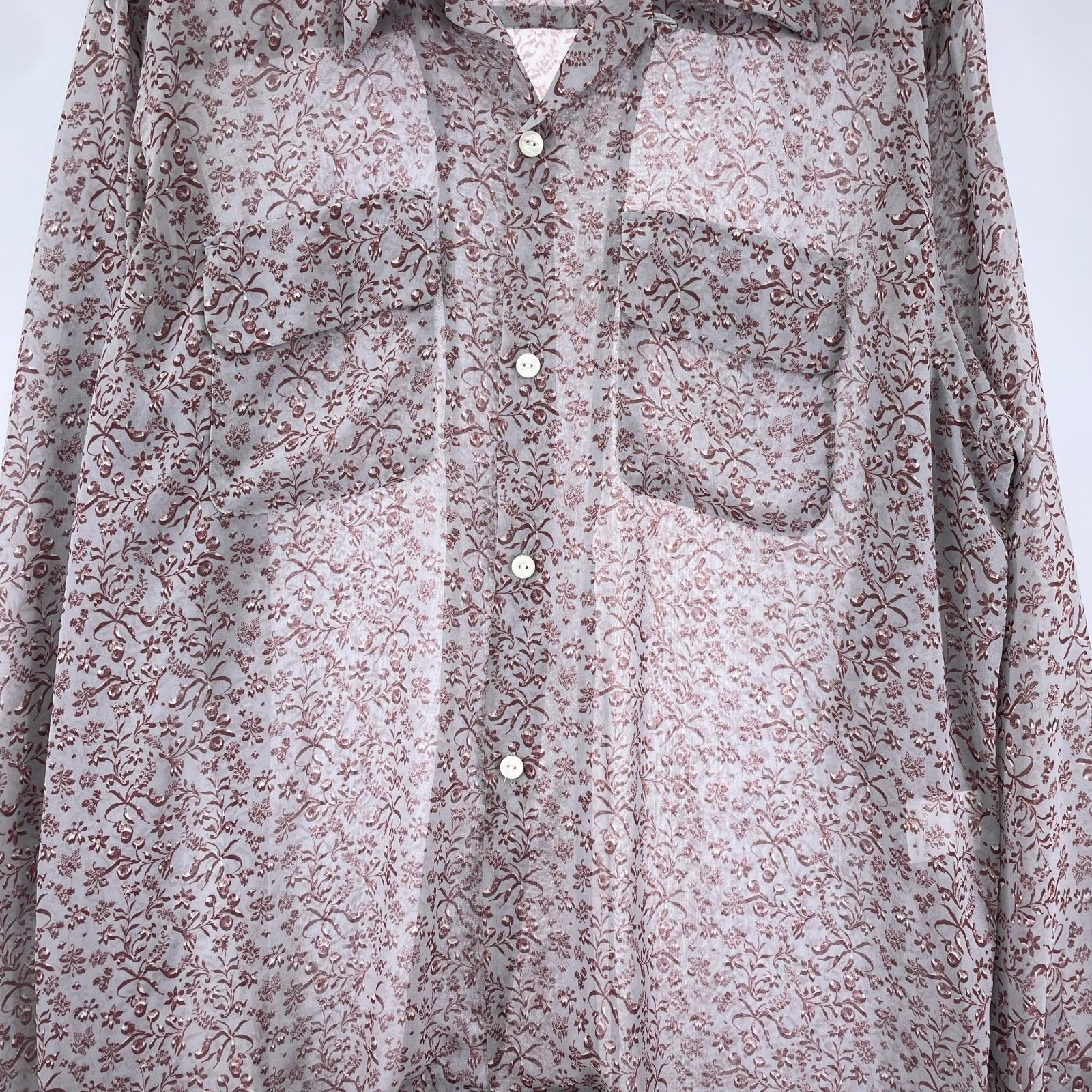 長袖シャツ Classic Shirt Poly Chiffon 花柄 グレー (M) M