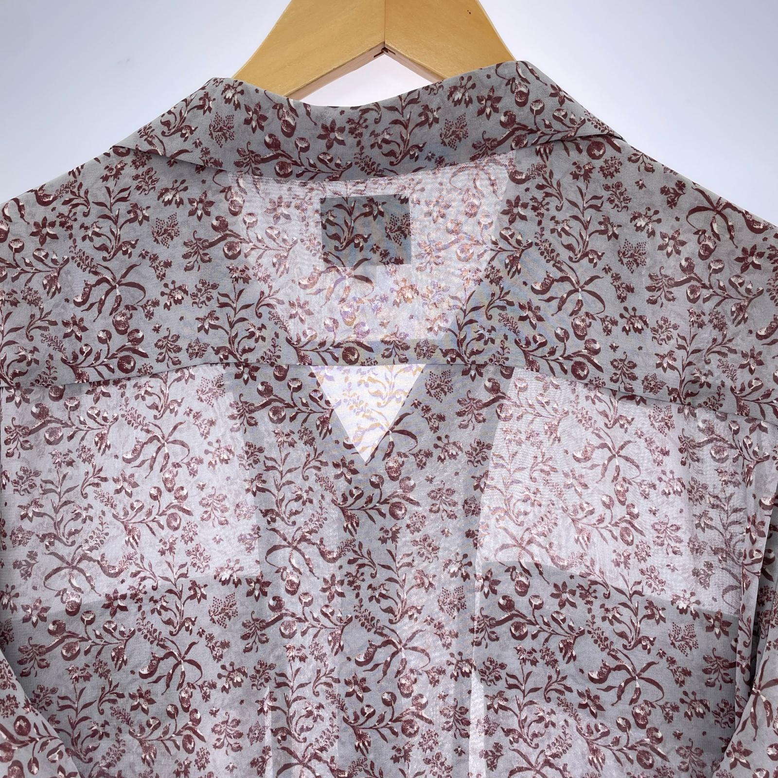 長袖シャツ Classic Shirt Poly Chiffon 花柄 グレー (M) M