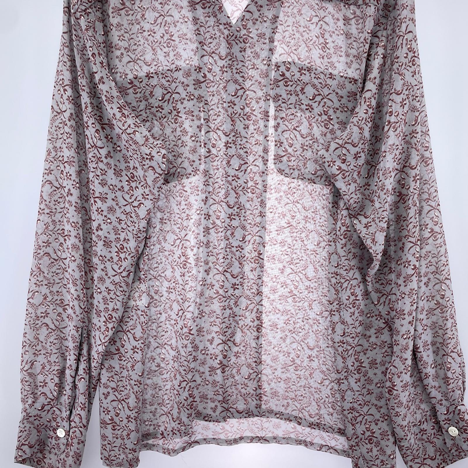 長袖シャツ Classic Shirt Poly Chiffon 花柄 グレー (M) M