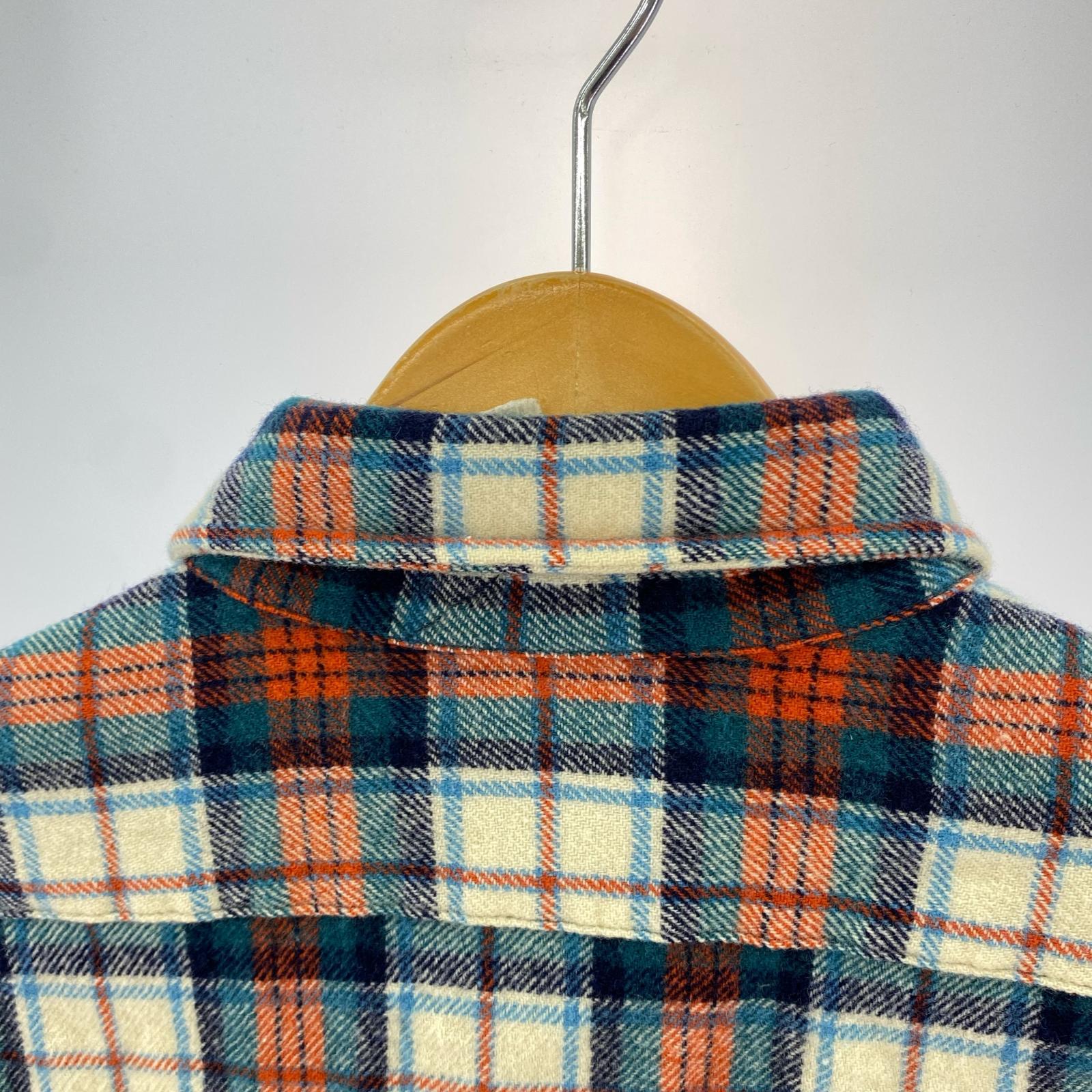 長袖シャツ 70s PENDLETON USA製 チェックウールシャツ 赤緑 (M) M