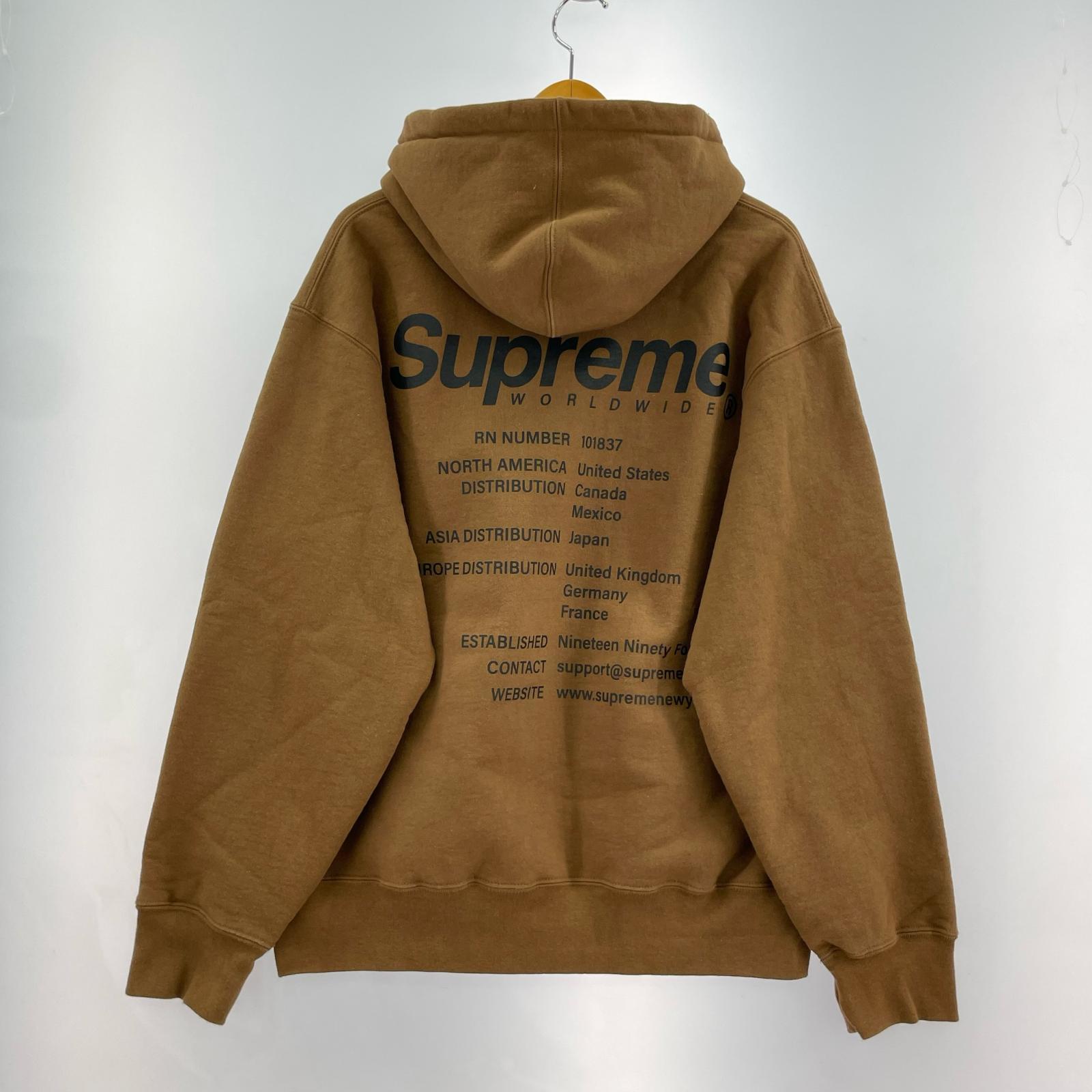 パーカー Supreme 23SS Worldwide Hooded Sweatshirt 茶 (M) M ブラウン