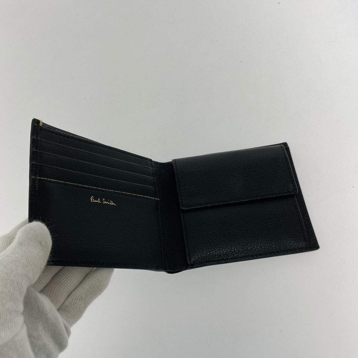 コンパクトウォレット 二つ折り財布/レザー/黒 ブラック