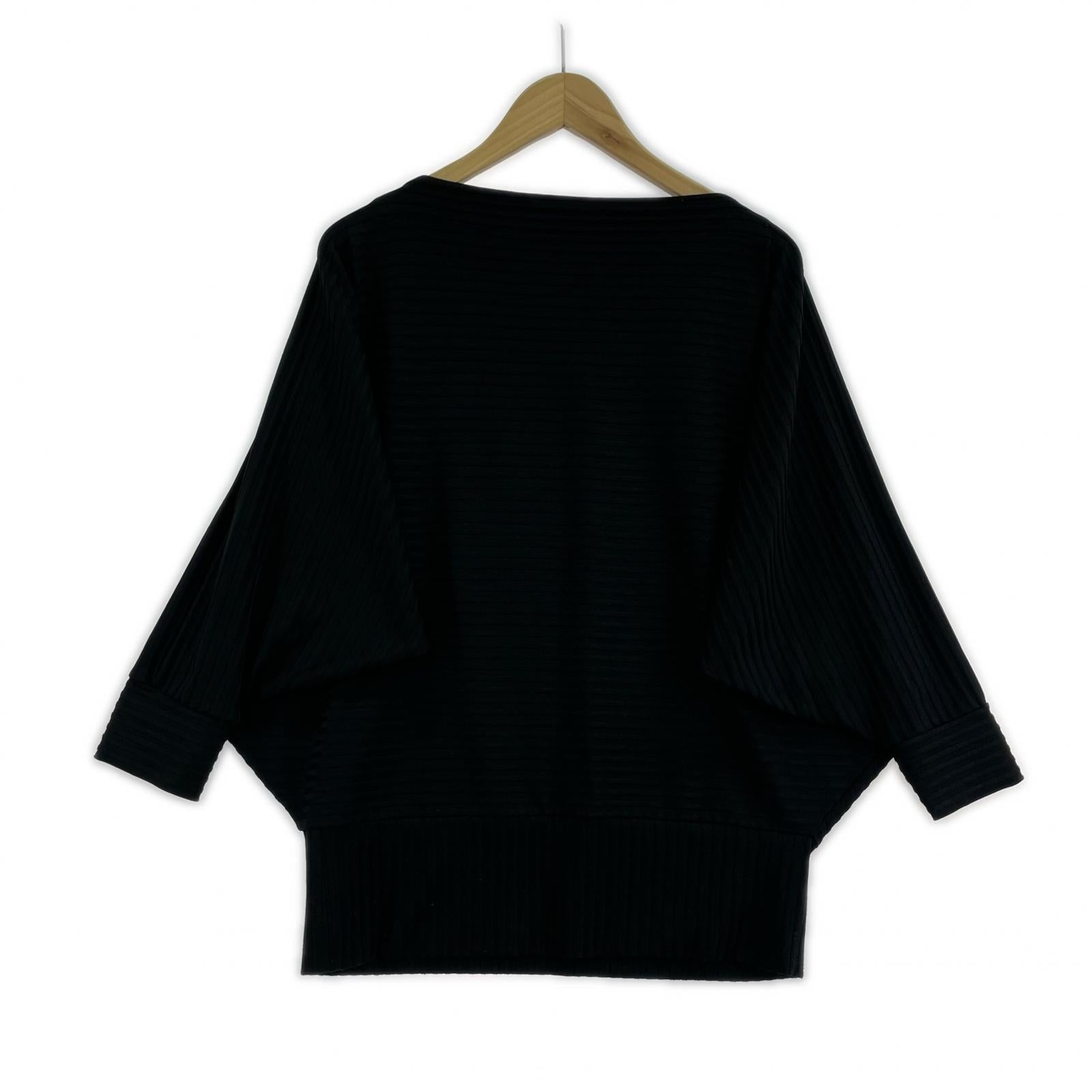 長袖Ｔシャツ ボーダーショルダーL/Sカットソー　黒 2 ブラック