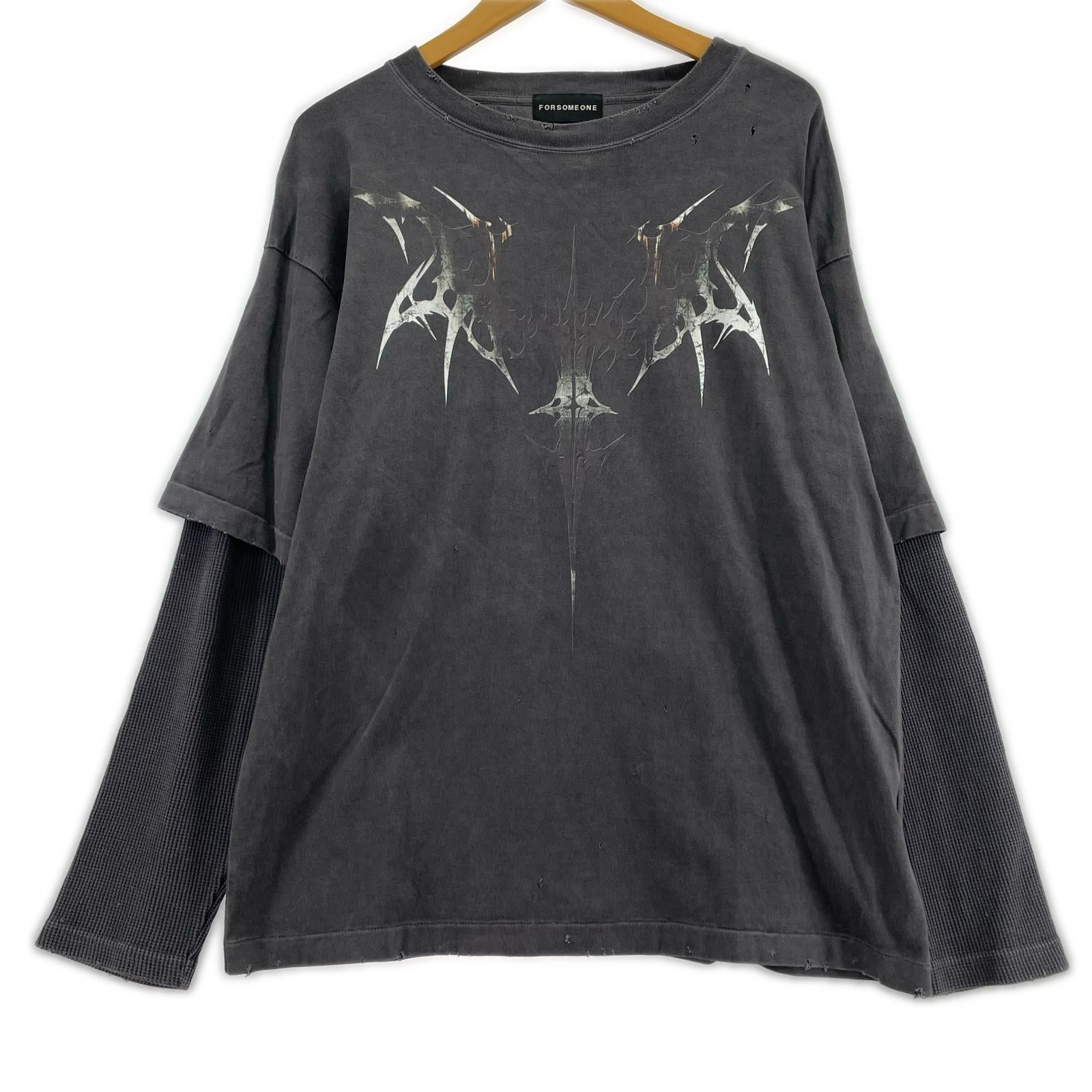 長袖Ｔシャツ FORSOMEONE フェイクレイヤードtee 46 グレー