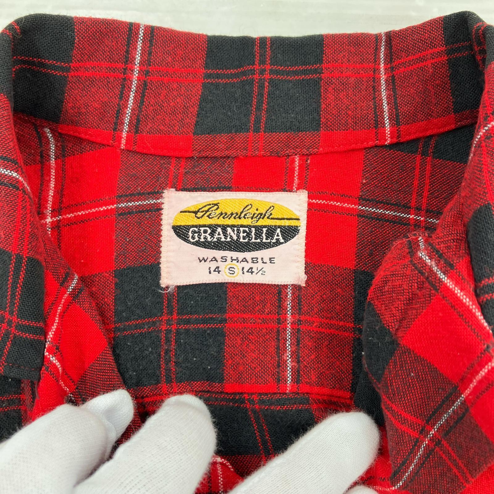 長袖シャツ pennleight GRANELLA レーヨン チェック (S) S レッド