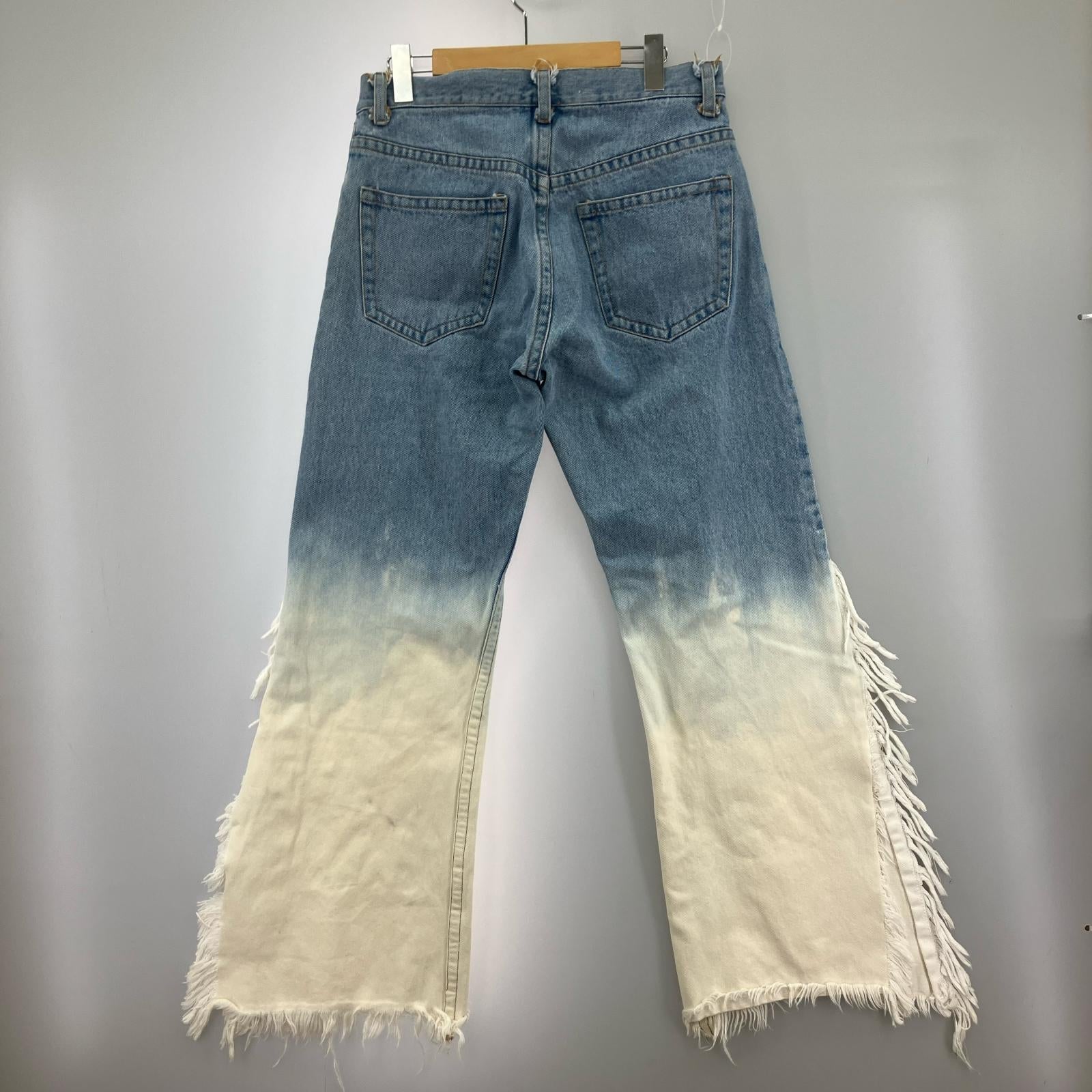 デニムパンツ MATTHEW ADAMS DRAN ブリーチ加工 フリンジデニムパンツ W27 27